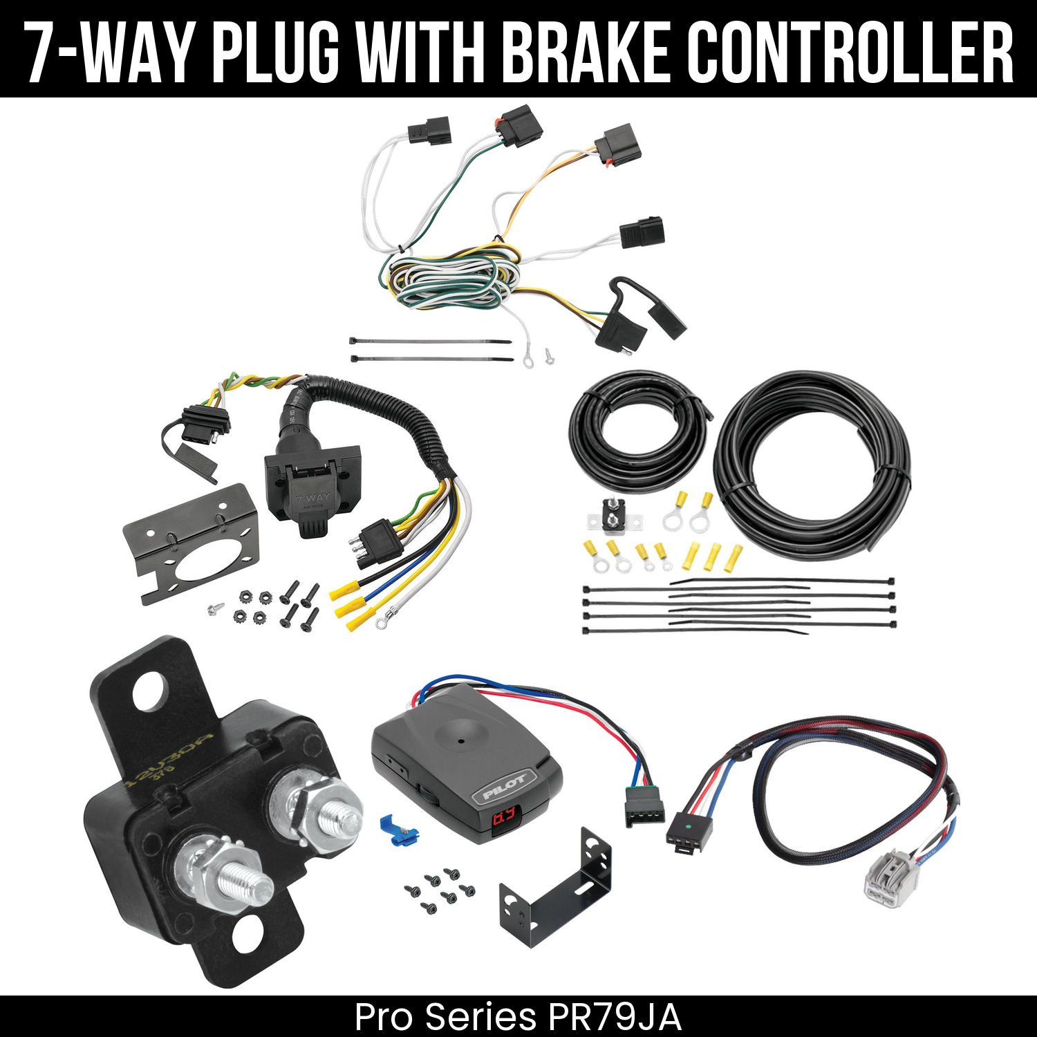 Trailer Wiring 7-Way Plug w/ Bracket , Pro Series Pilot Brake Control