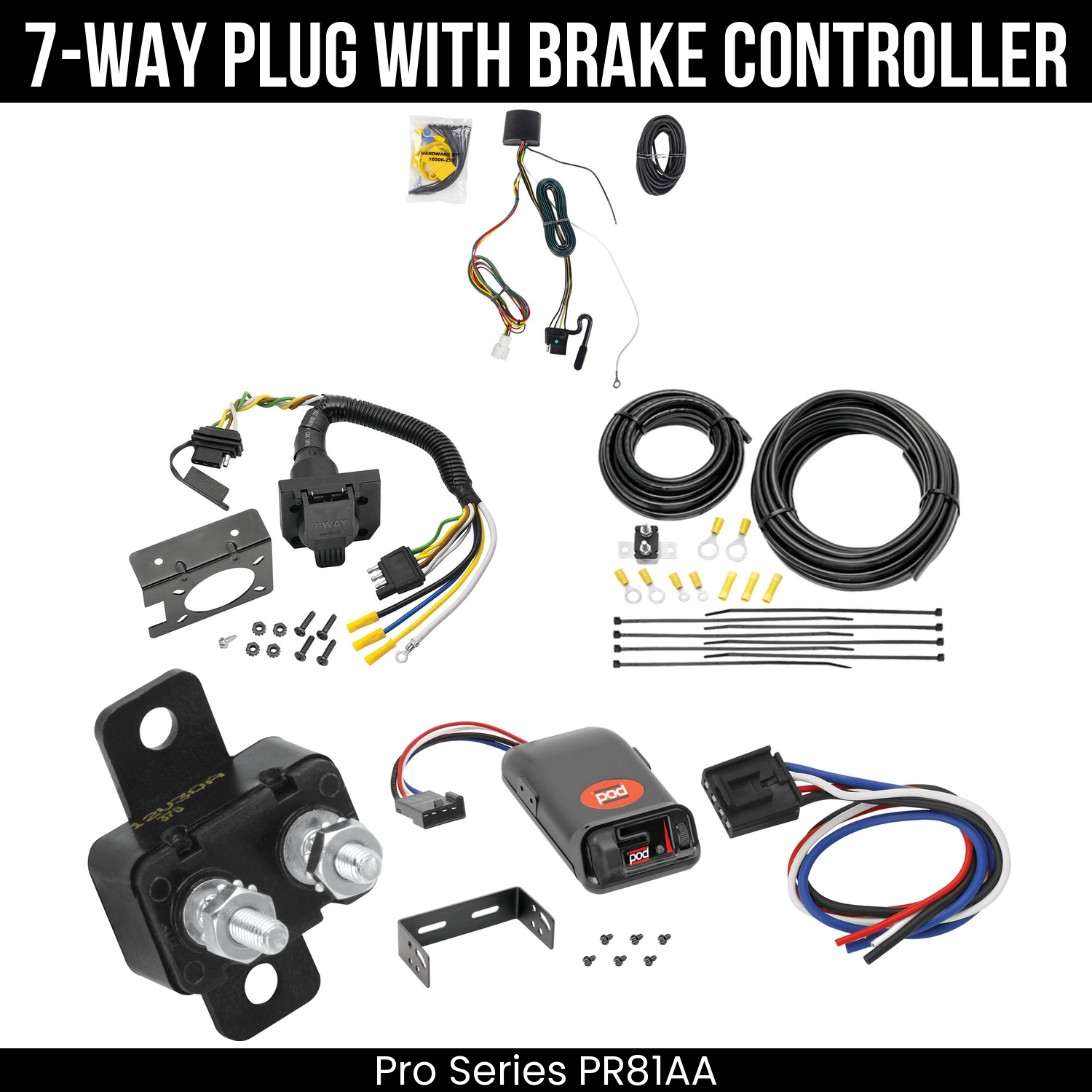 Trailer Wiring 7-Way Plug w/ Bracket , Pro Series POD Brake Control