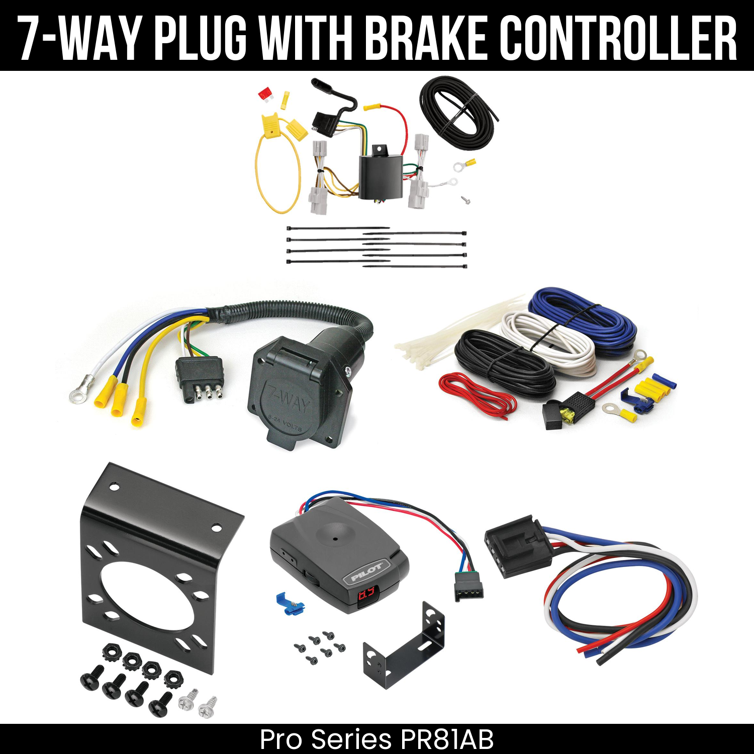 Trailer Wiring 7-Way Economy Plug w/ Bracket , Pro Series Pilot Brake Control