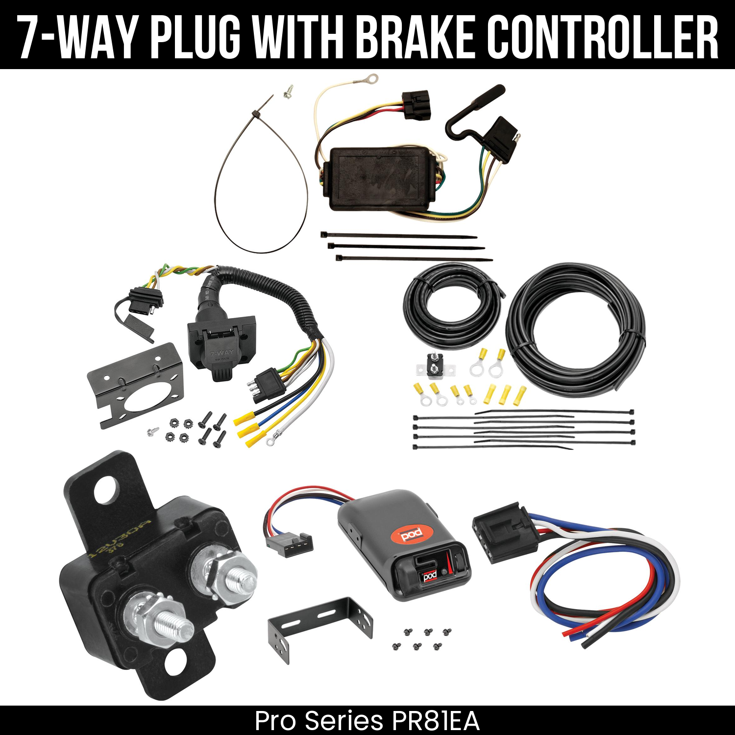 Trailer Wiring 7-Way Plug w/ Bracket , Pro Series POD Brake Control