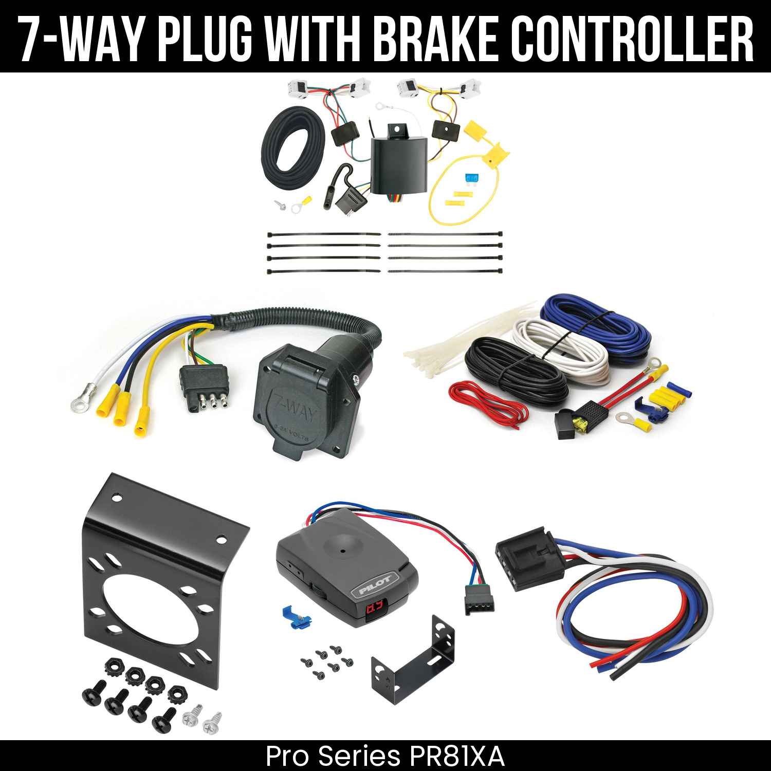 Trailer Wiring 7-Way Economy Plug w/ Bracket , Pro Series Pilot Brake Control