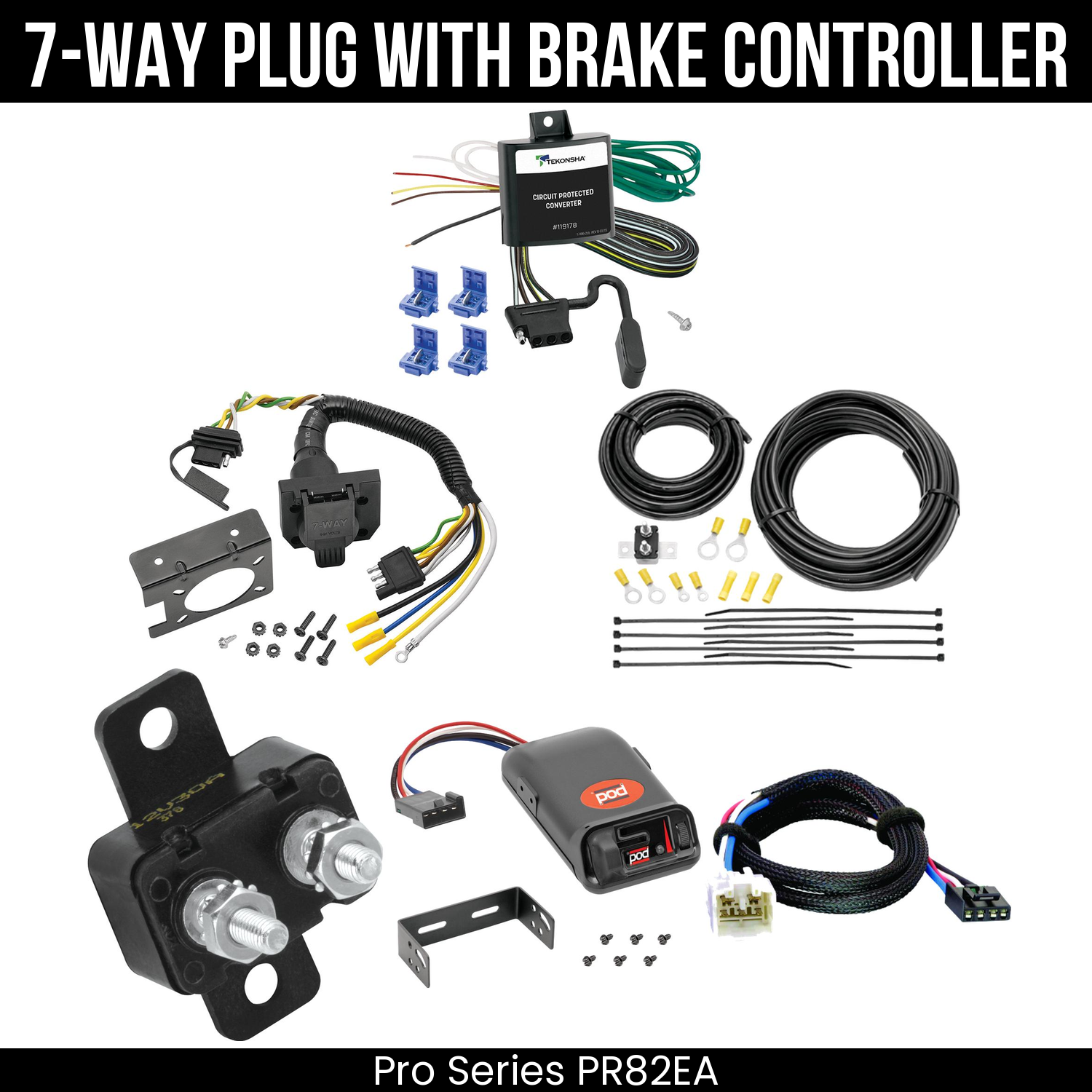 Trailer Wiring 7-Way Plug w/ Bracket , Pro Series POD Brake Control