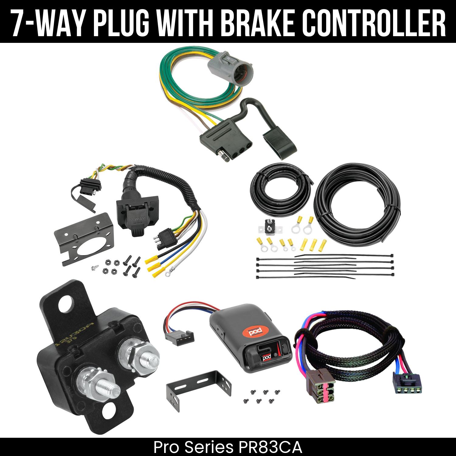 Trailer Wiring 7-Way Plug w/ Bracket , Pro Series POD Brake Control