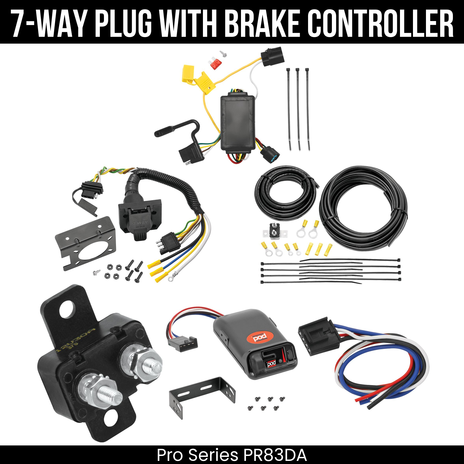 Trailer Wiring 7-Way Plug w/ Bracket , Pro Series POD Brake Control