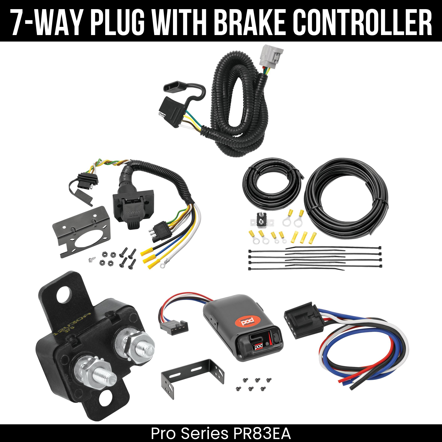 Trailer Wiring 7-Way Plug w/ Bracket , Pro Series POD Brake Control