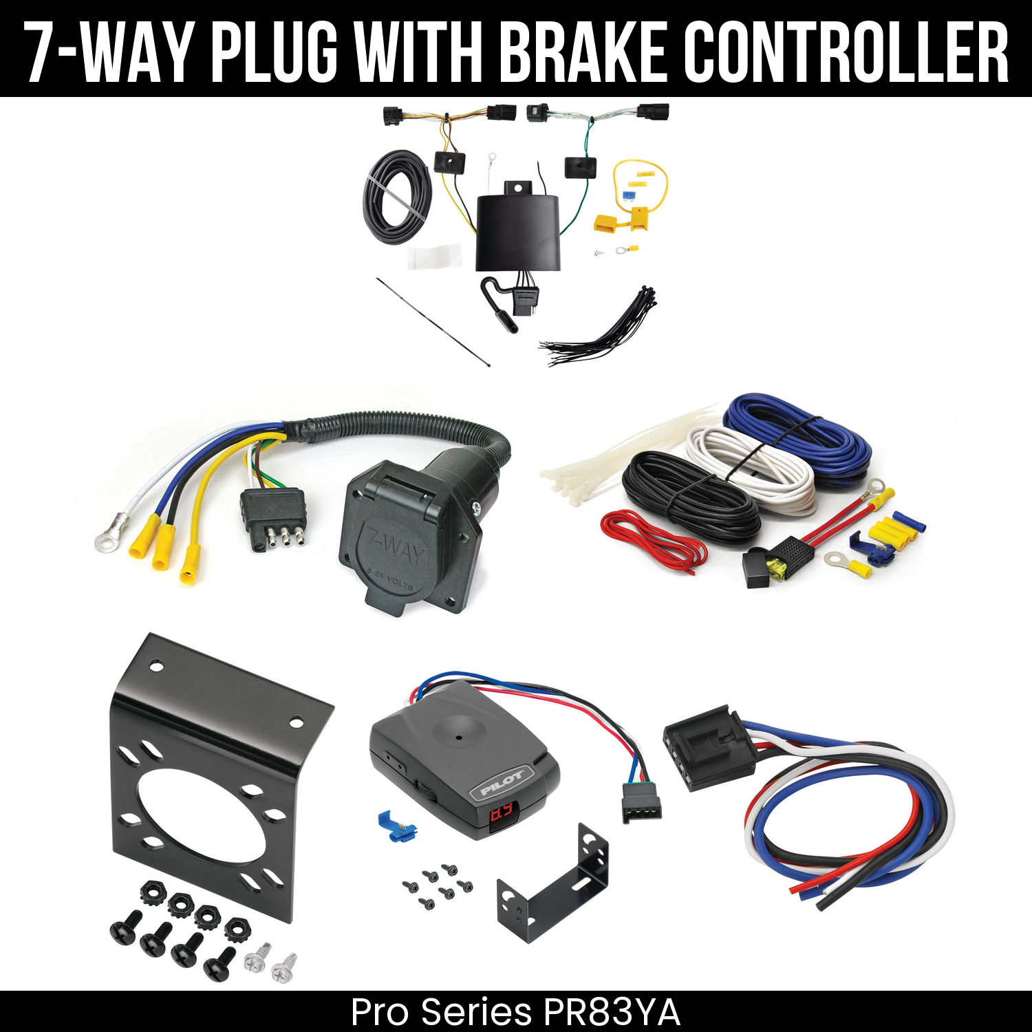 Trailer Wiring 7-Way Economy Plug w/ Bracket , Pro Series Pilot Brake Control