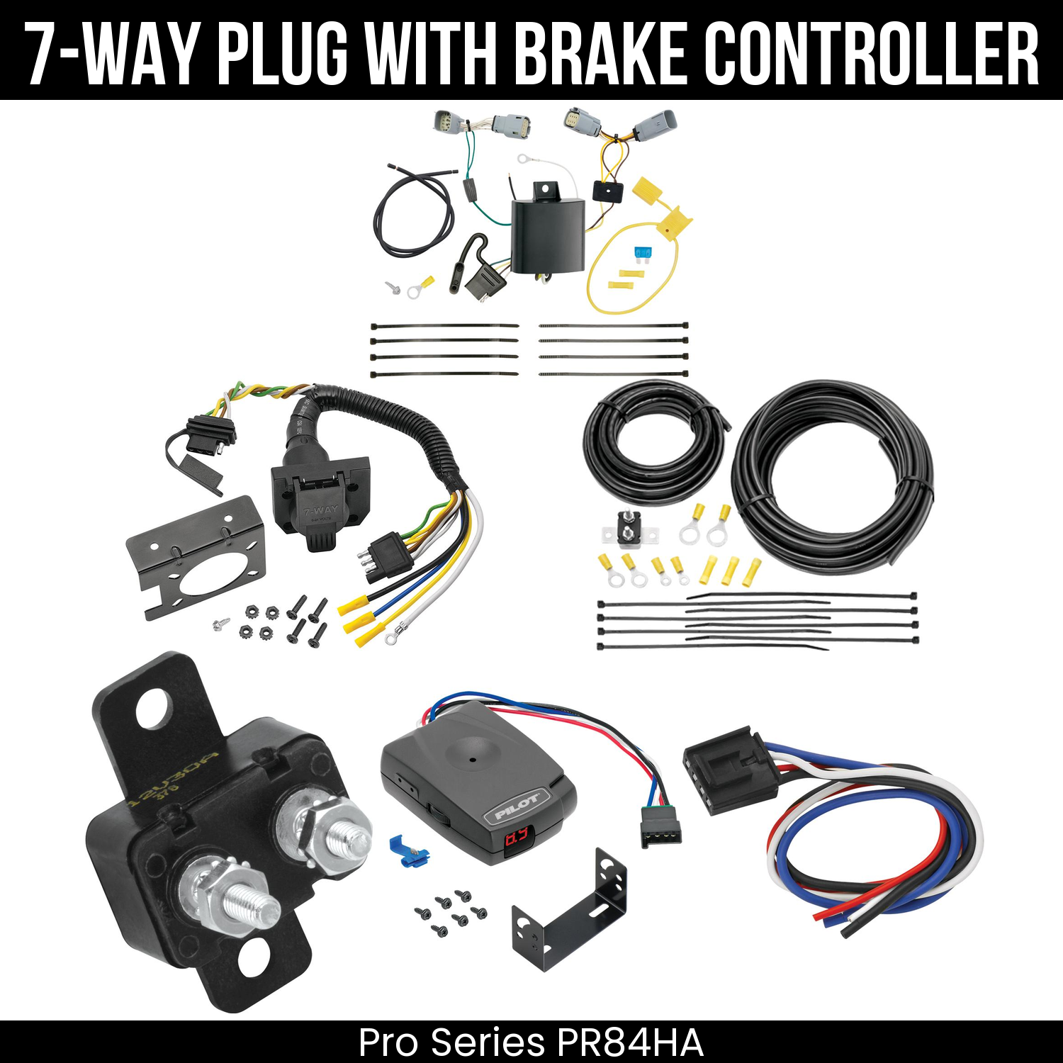 Trailer Wiring 7-Way Plug w/ Bracket , Pro Series Pilot Brake Control