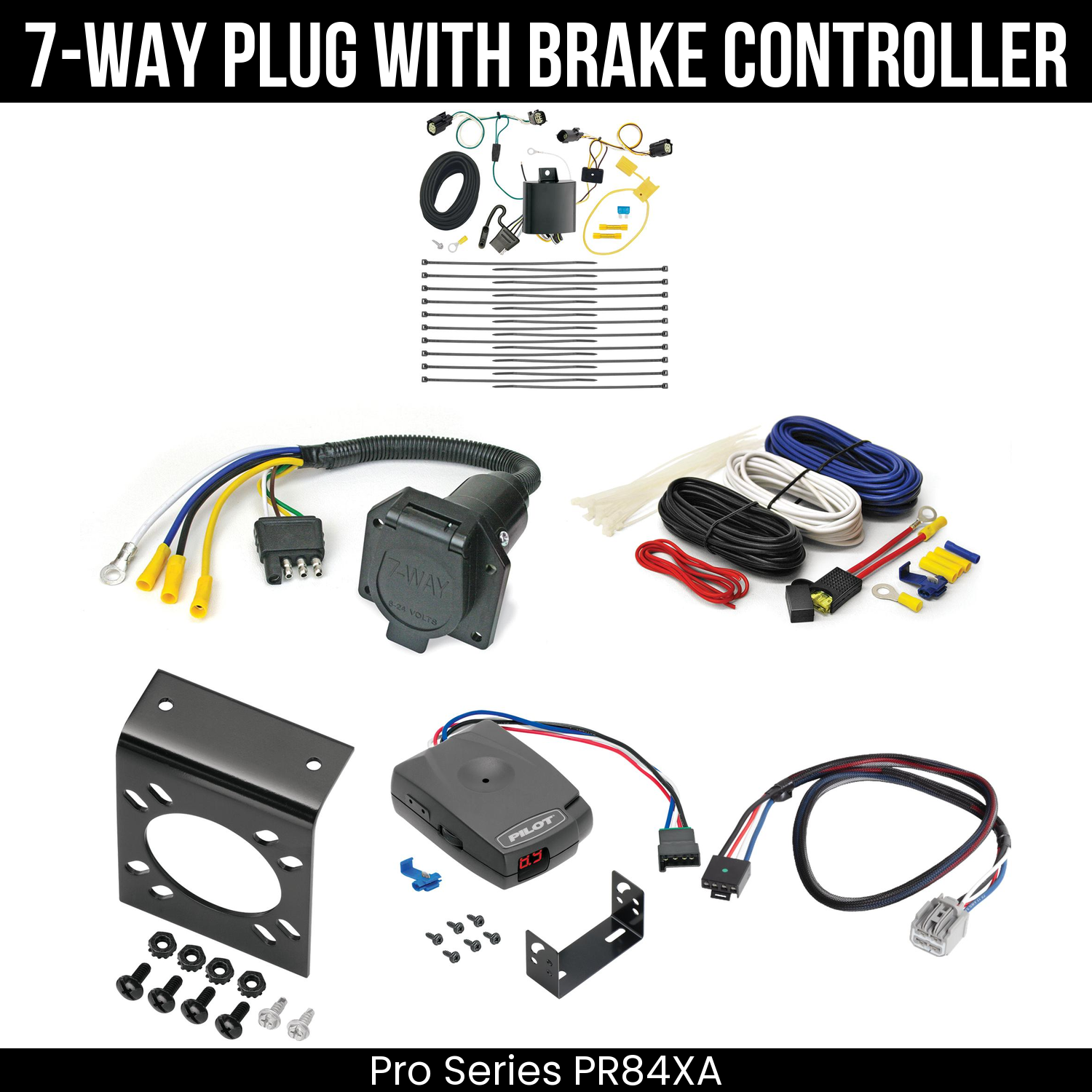 Trailer Wiring 7-Way Economy Plug w/ Bracket , Pro Series Pilot Brake Control