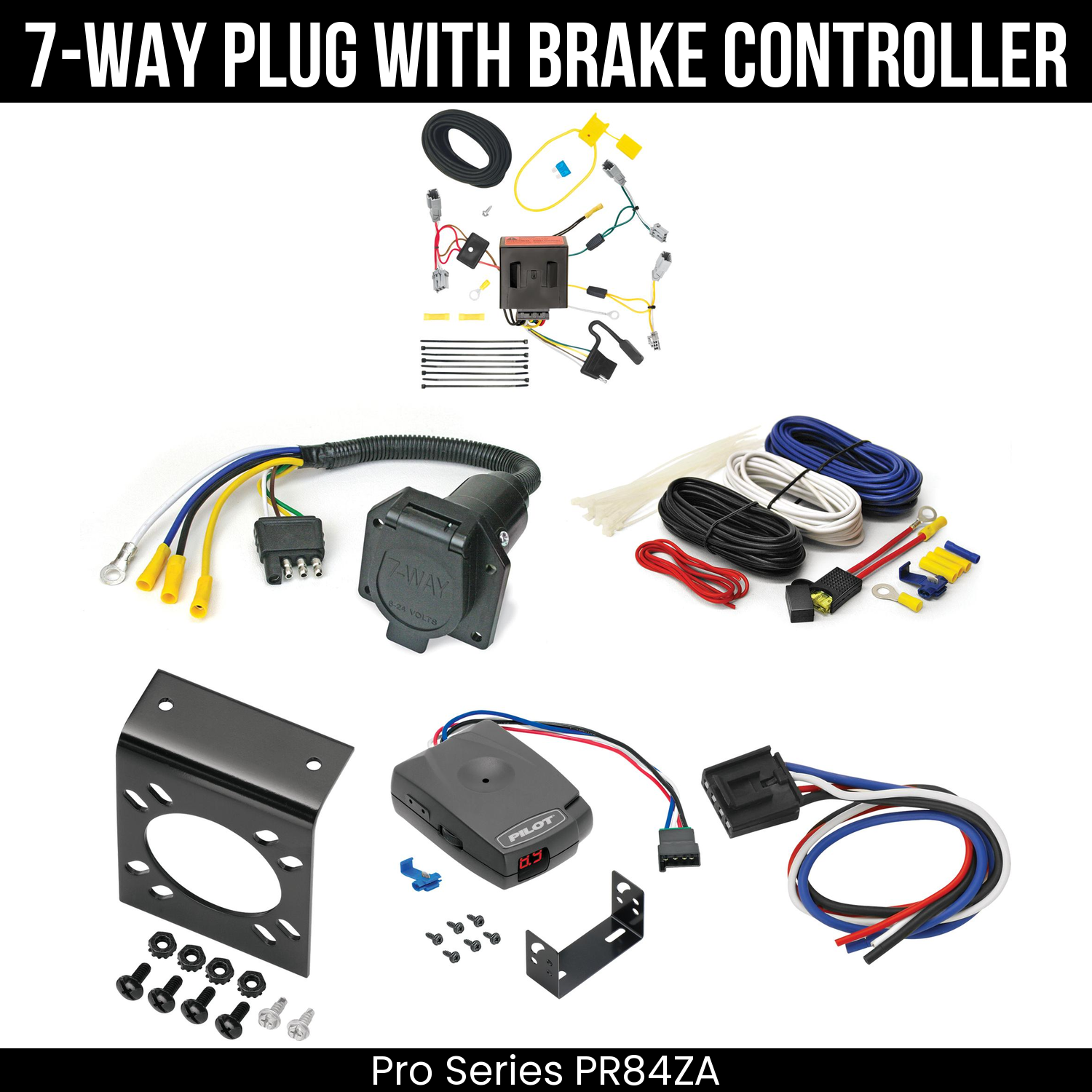 Trailer Wiring 7-Way Economy Plug w/ Bracket , Pro Series Pilot Brake Control