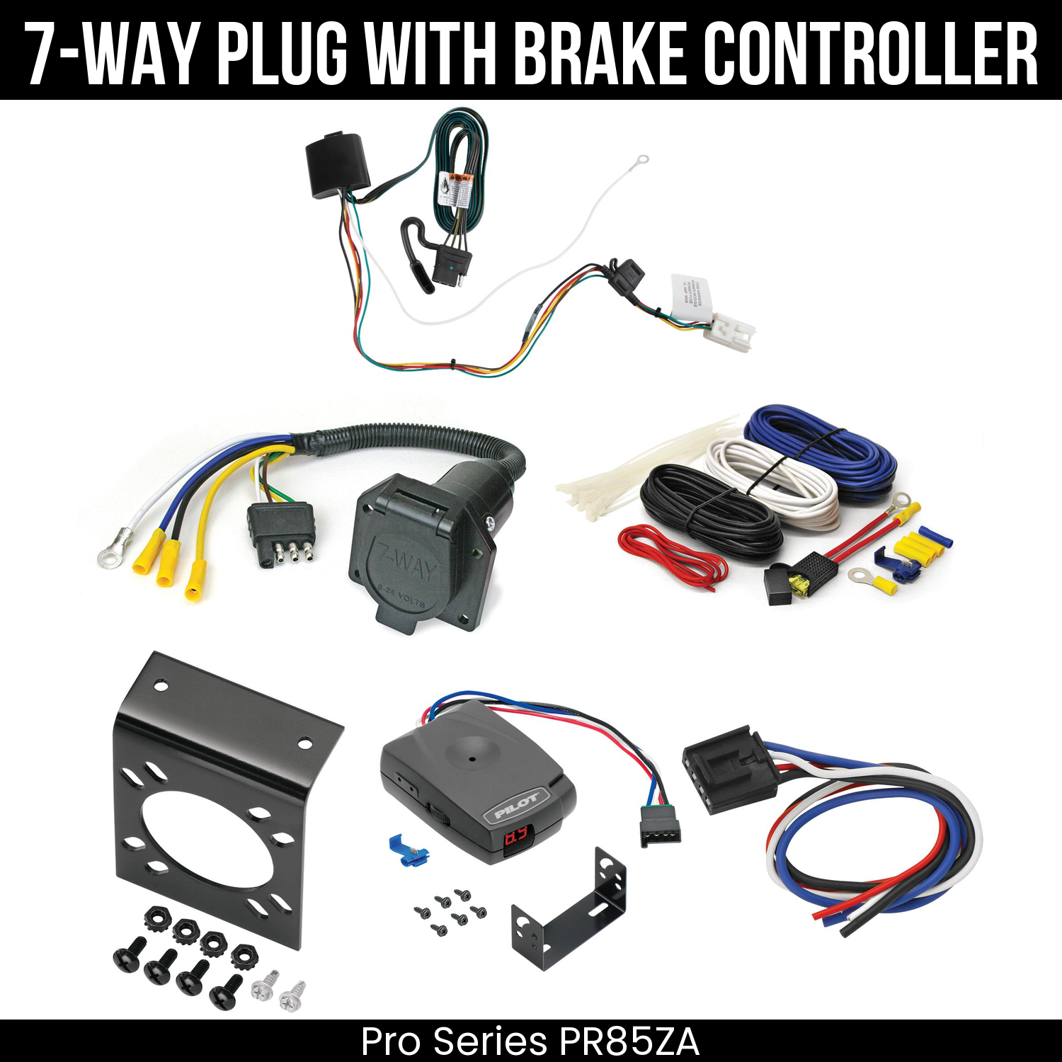 Trailer Wiring 7-Way Economy Plug w/ Bracket , Pro Series Pilot Brake Control