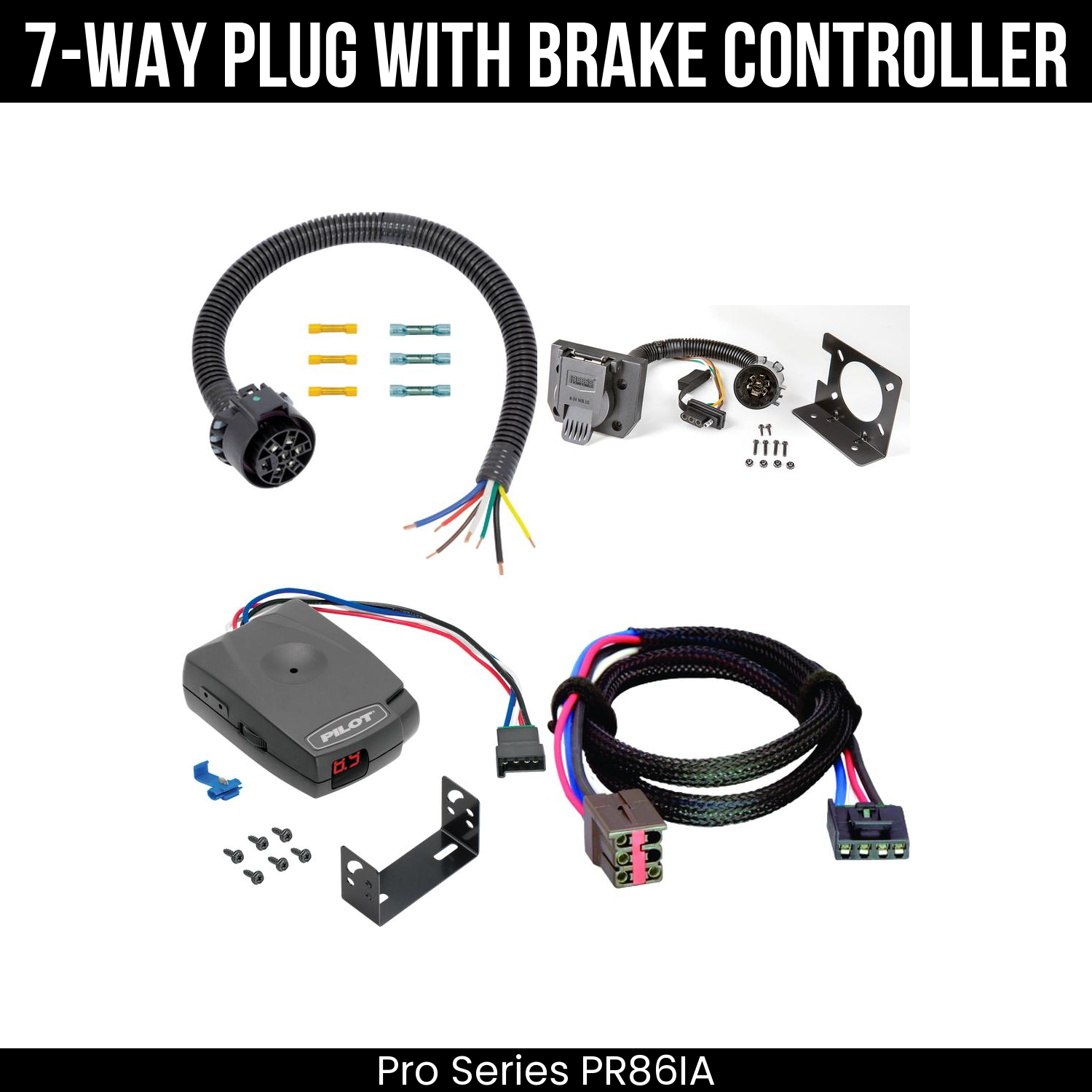 Trailer Wiring 7-Way Plug w/ Bracket , Pro Series Pilot Brake Control