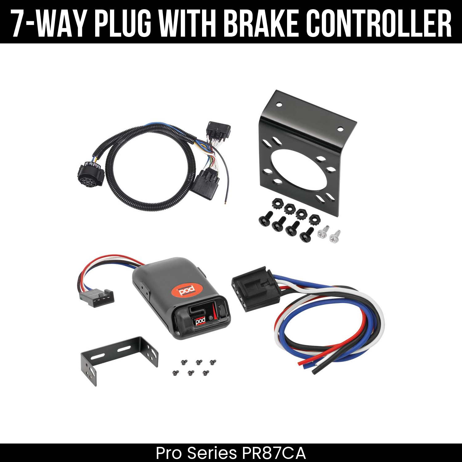 Trailer Wiring 7-Way Plug w/ Bracket , Pro Series POD Brake Control