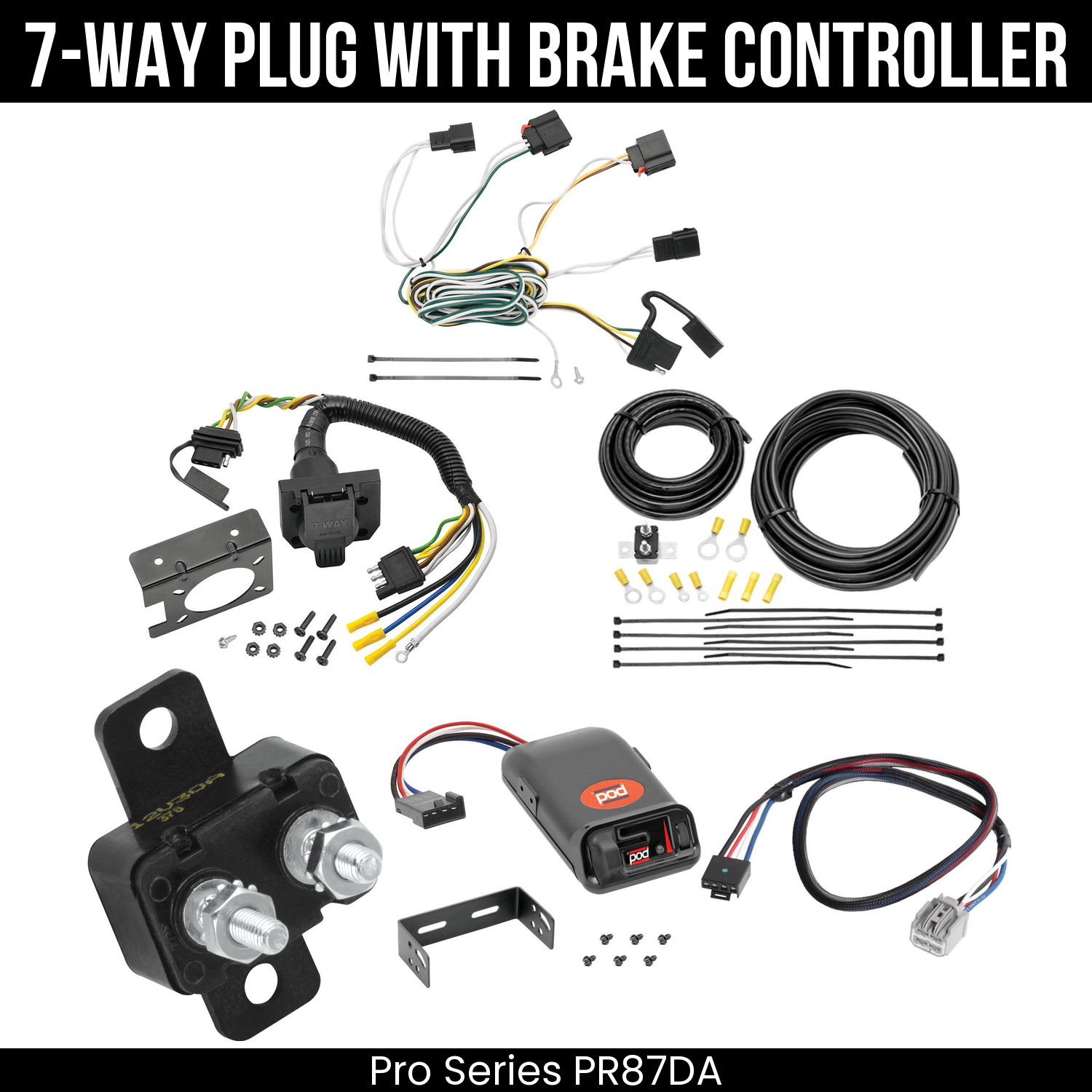 Trailer Wiring 7-Way Plug w/ Bracket , Pro Series POD Brake Control