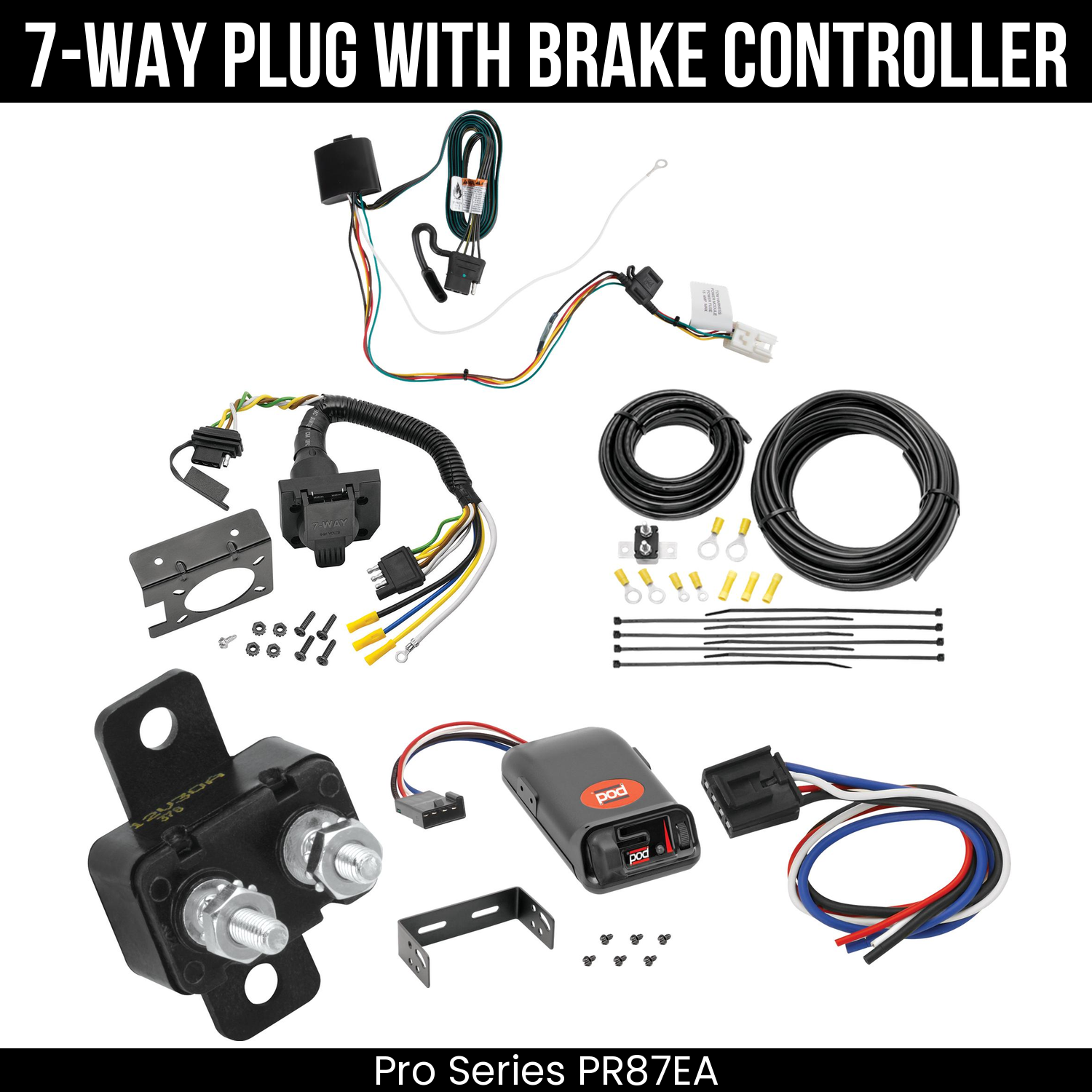 Trailer Wiring 7-Way Plug w/ Bracket , Pro Series POD Brake Control