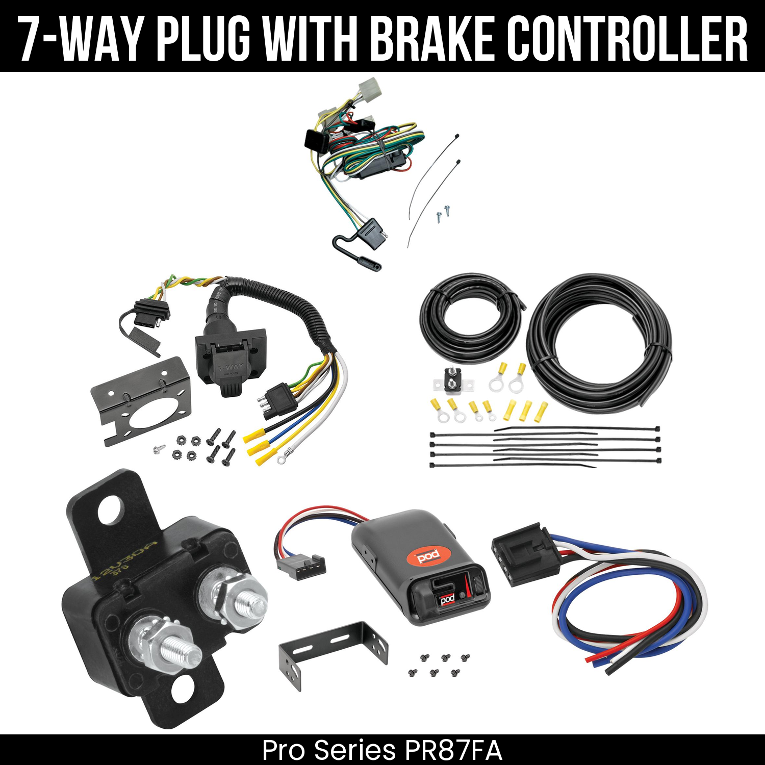 Trailer Wiring 7-Way Plug w/ Bracket , Pro Series POD Brake Control