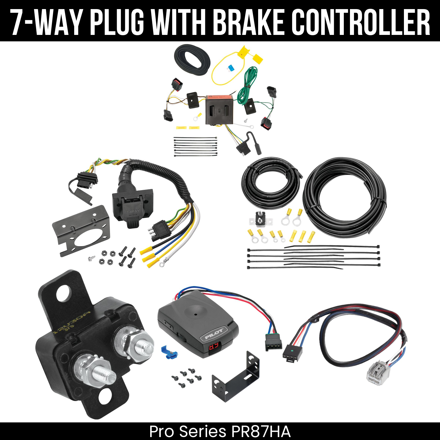 Trailer Wiring 7-Way Plug w/ Bracket , Pro Series Pilot Brake Control