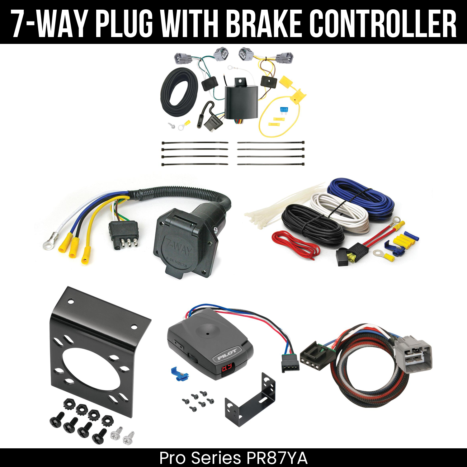 Trailer Wiring 7-Way Economy Plug w/ Bracket , Pro Series Pilot Brake Control