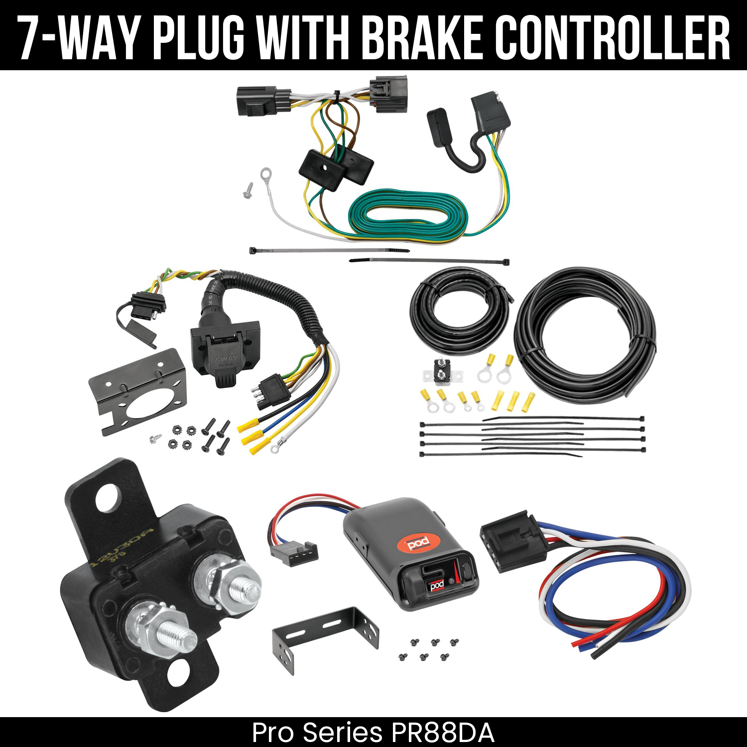 Trailer Wiring 7-Way Plug w/ Bracket , Pro Series POD Brake Control