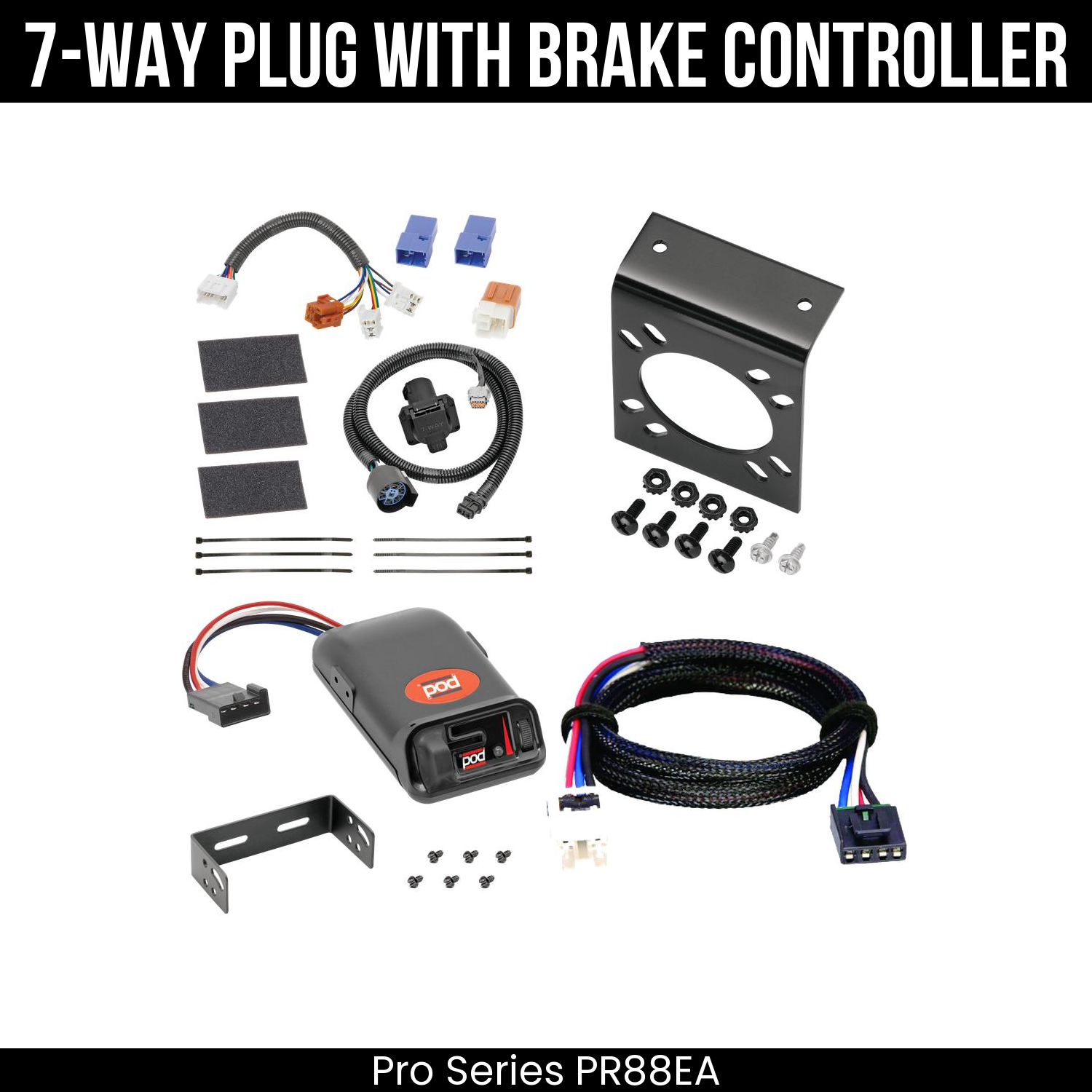 Trailer Wiring 7-Way Plug w/ Bracket , Pro Series POD Brake Control
