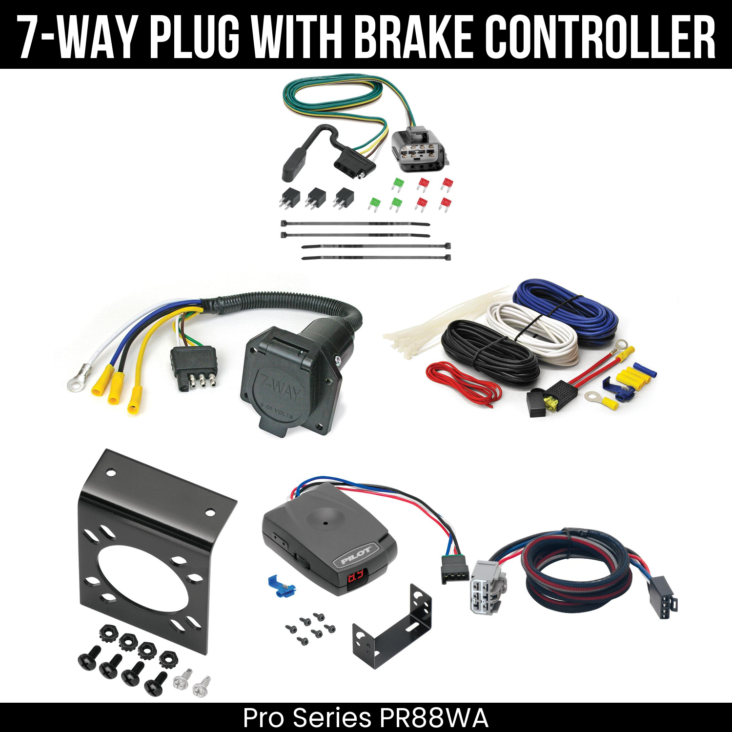 Trailer Wiring 7-Way Economy Plug w/ Bracket , Pro Series Pilot Brake Control