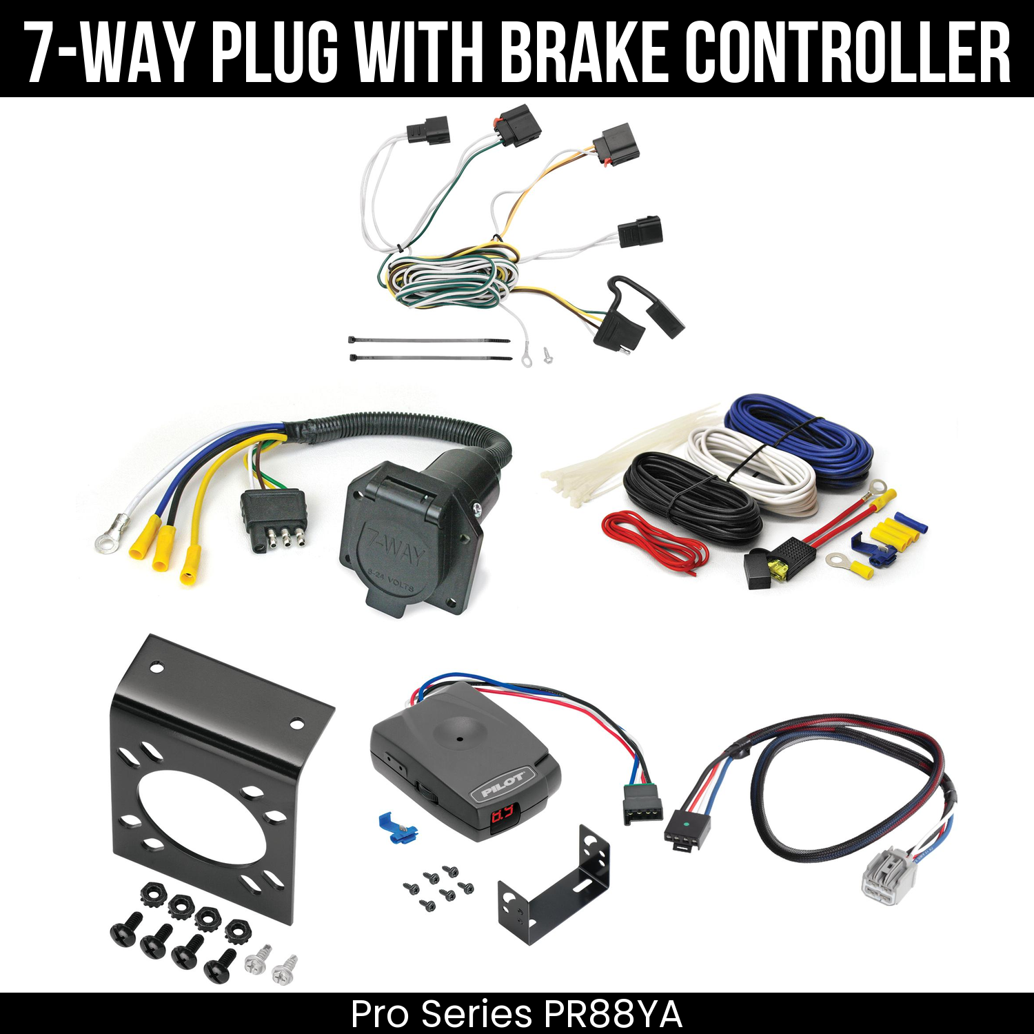 Trailer Wiring 7-Way Economy Plug w/ Bracket , Pro Series Pilot Brake Control