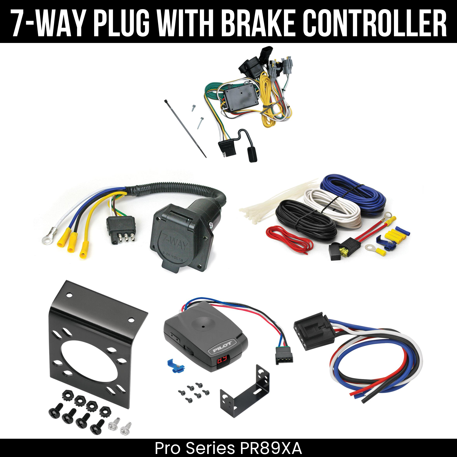 Trailer Wiring 7-Way Economy Plug w/ Bracket , Pro Series Pilot Brake Control
