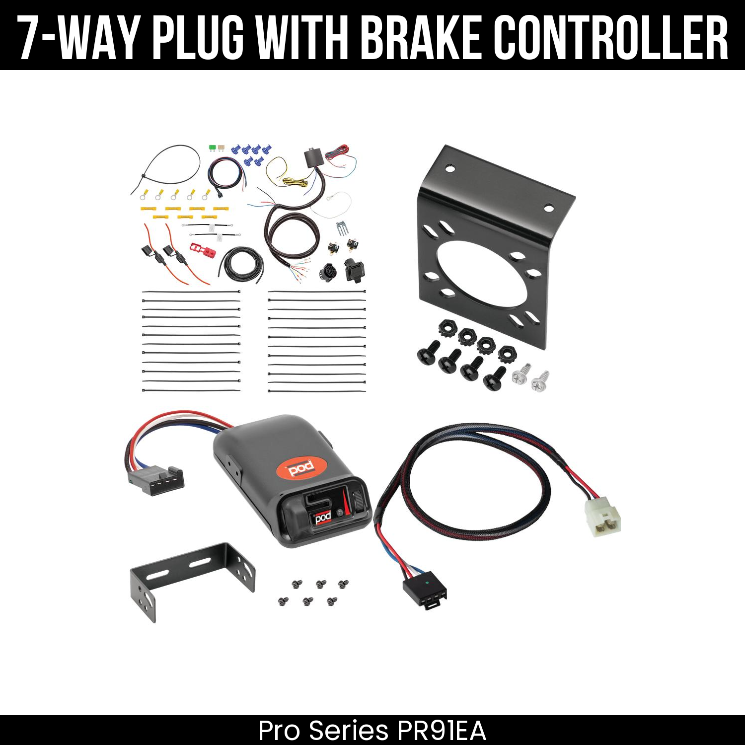Trailer Wiring 7-Way Plug w/ Bracket , Pro Series POD Brake Control