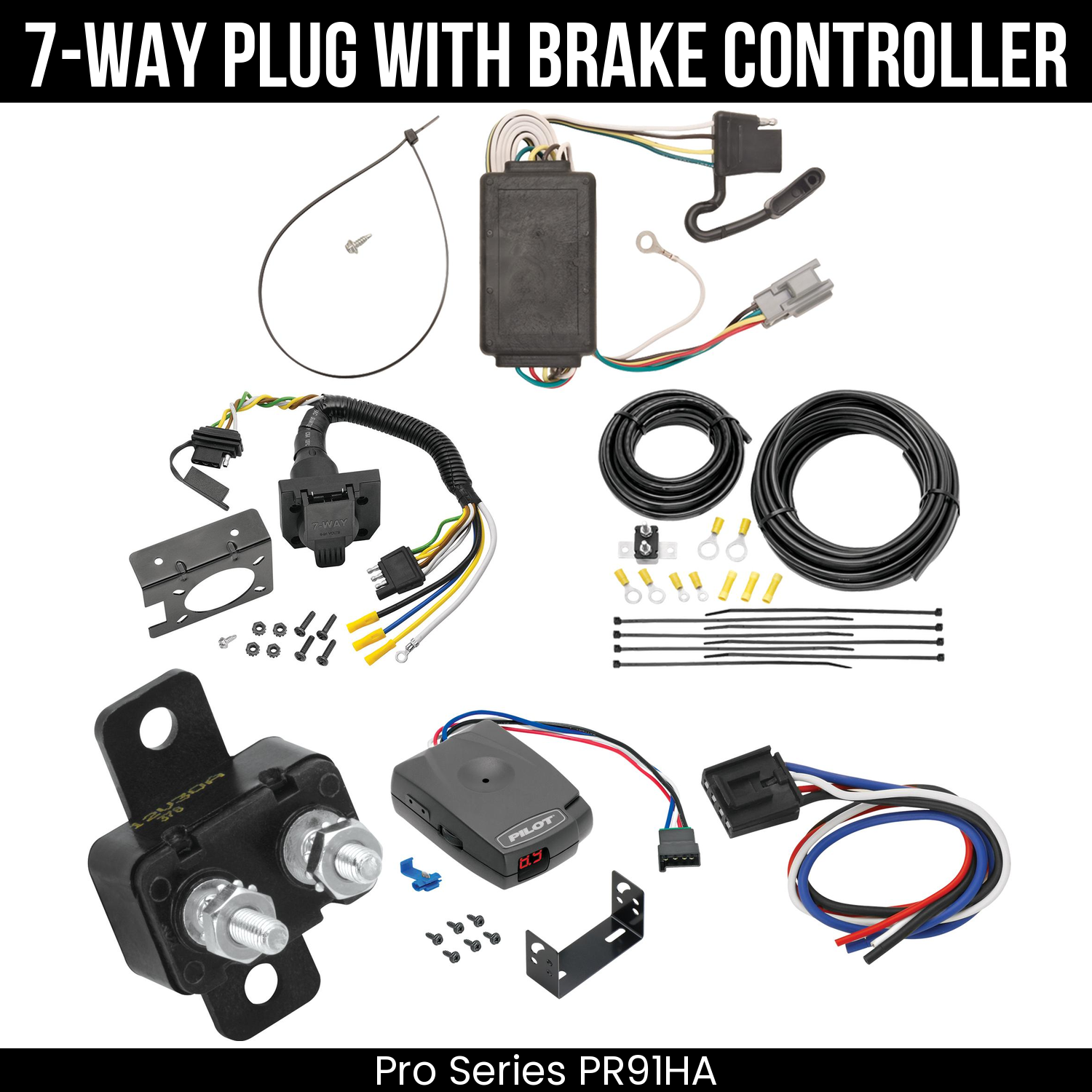 Trailer Wiring 7-Way Plug w/ Bracket , Pro Series Pilot Brake Control