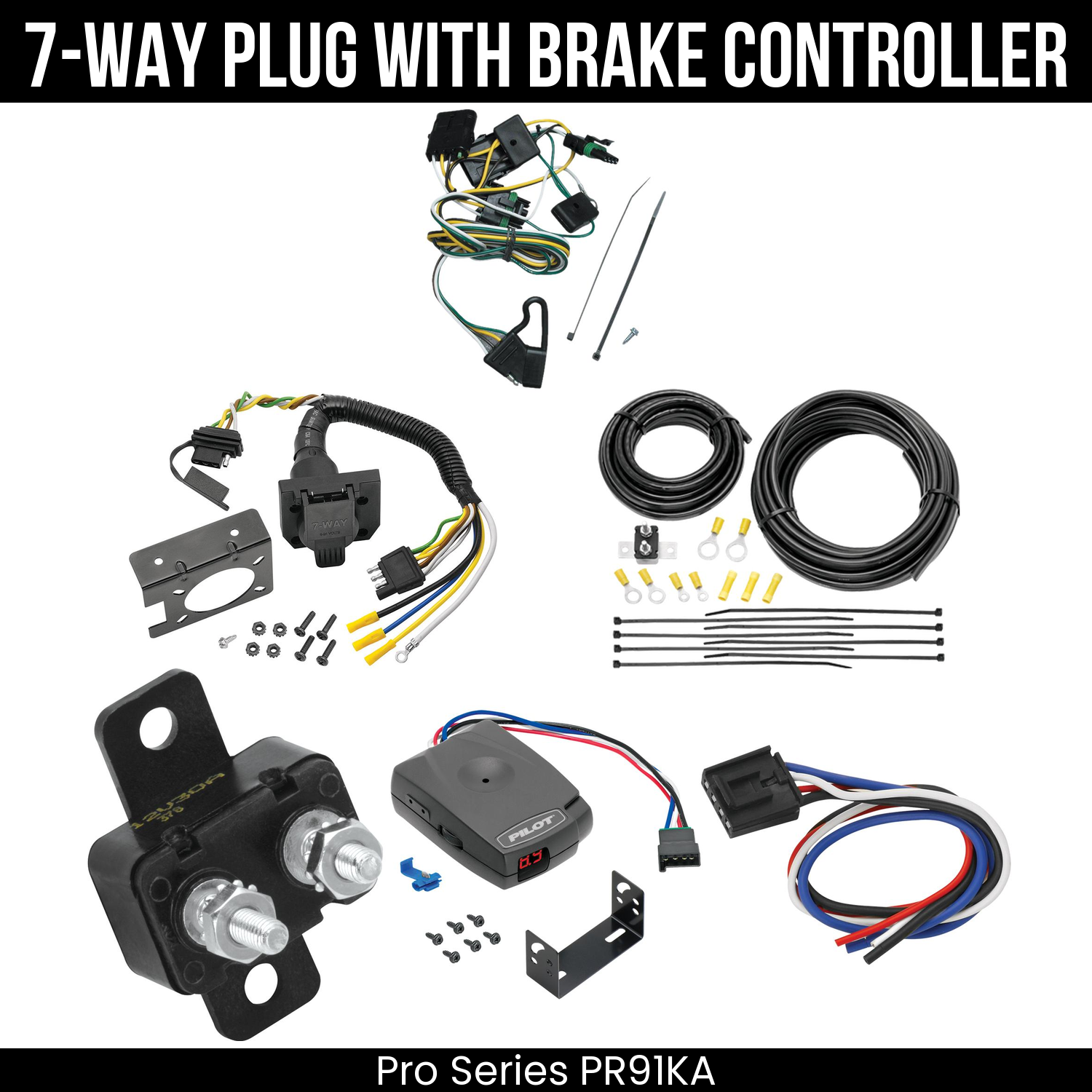 Trailer Wiring 7-Way Plug w/ Bracket , Pro Series Pilot Brake Control