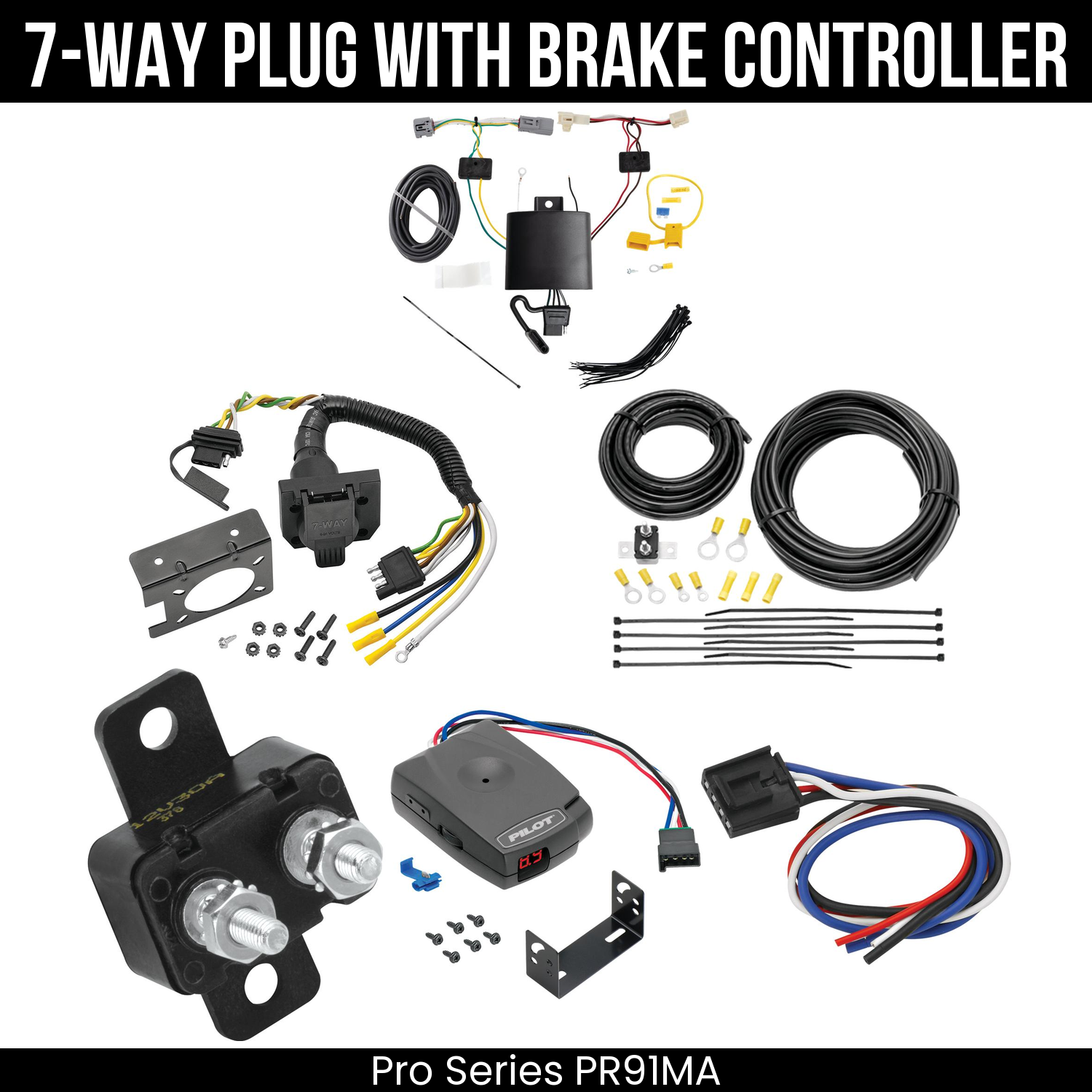 Trailer Wiring 7-Way Plug w/ Bracket , Pro Series Pilot Brake Control