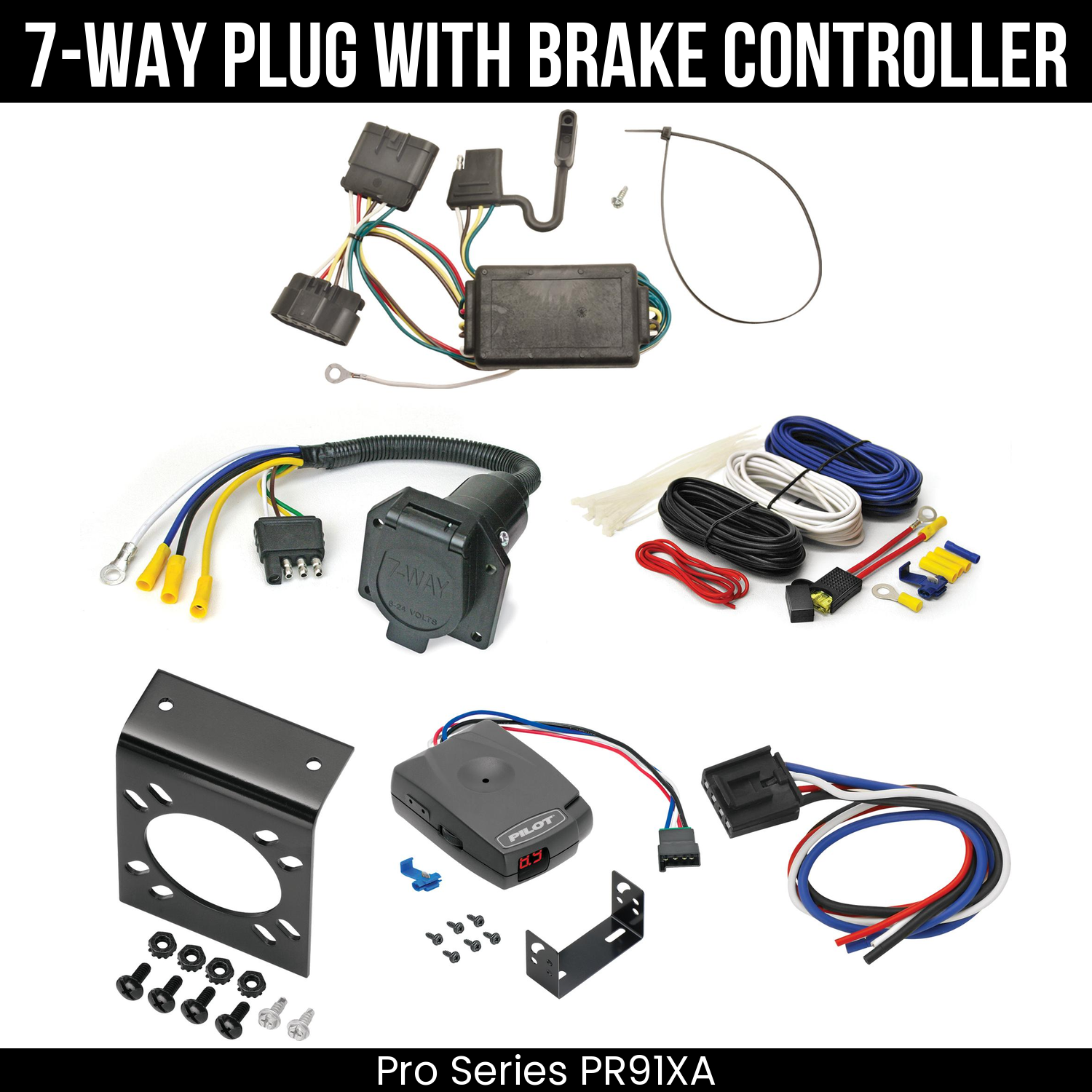 Trailer Wiring 7-Way Economy Plug w/ Bracket , Pro Series Pilot Brake Control