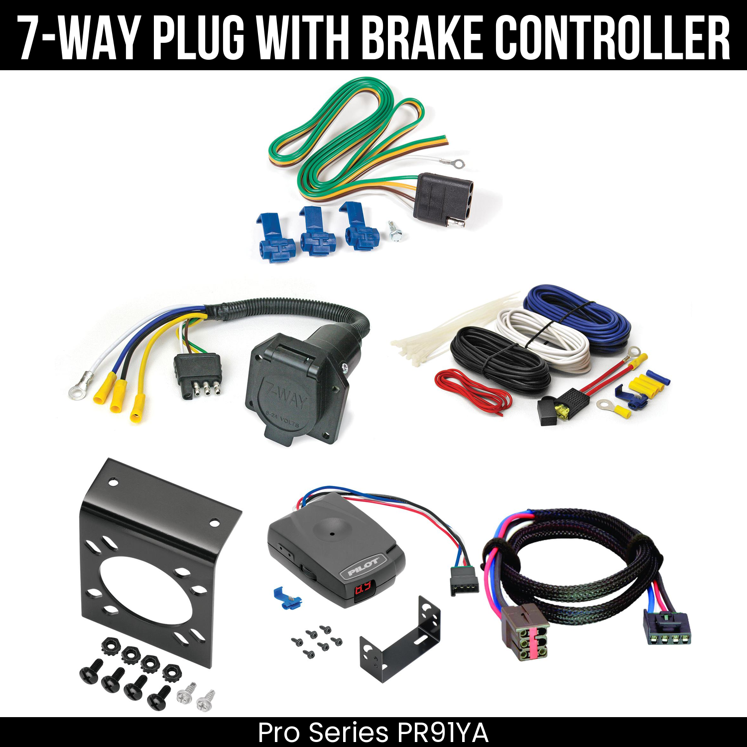 Trailer Wiring 7-Way Economy Plug w/ Bracket , Pro Series Pilot Brake Control