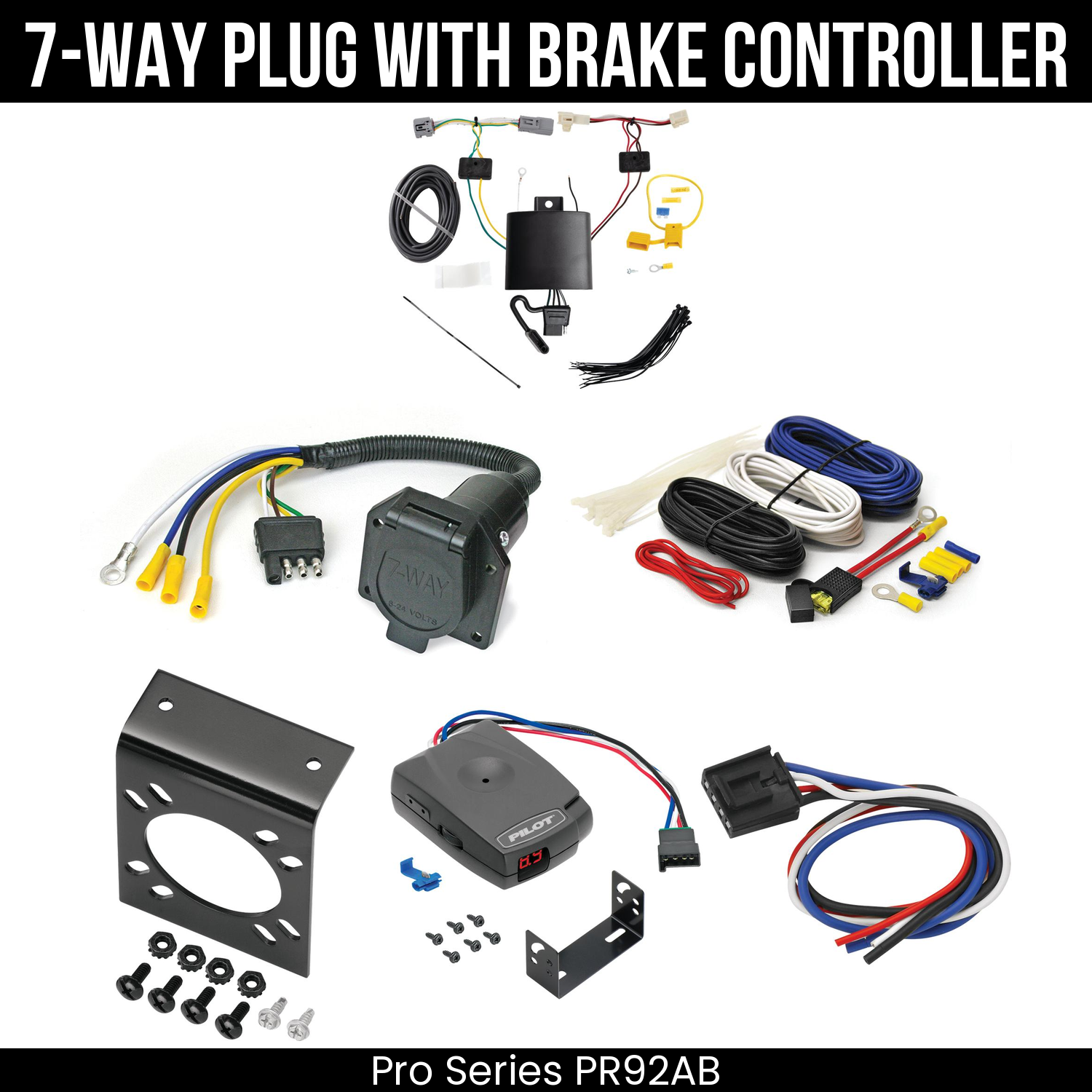 Trailer Wiring 7-Way Economy Plug w/ Bracket , Pro Series Pilot Brake Control