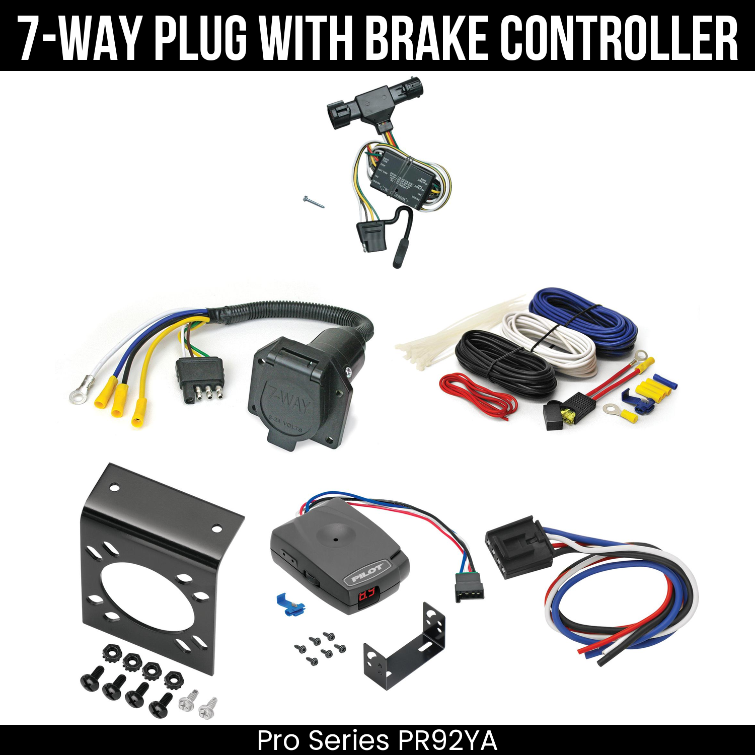 Trailer Wiring 7-Way Economy Plug w/ Bracket , Pro Series Pilot Brake Control