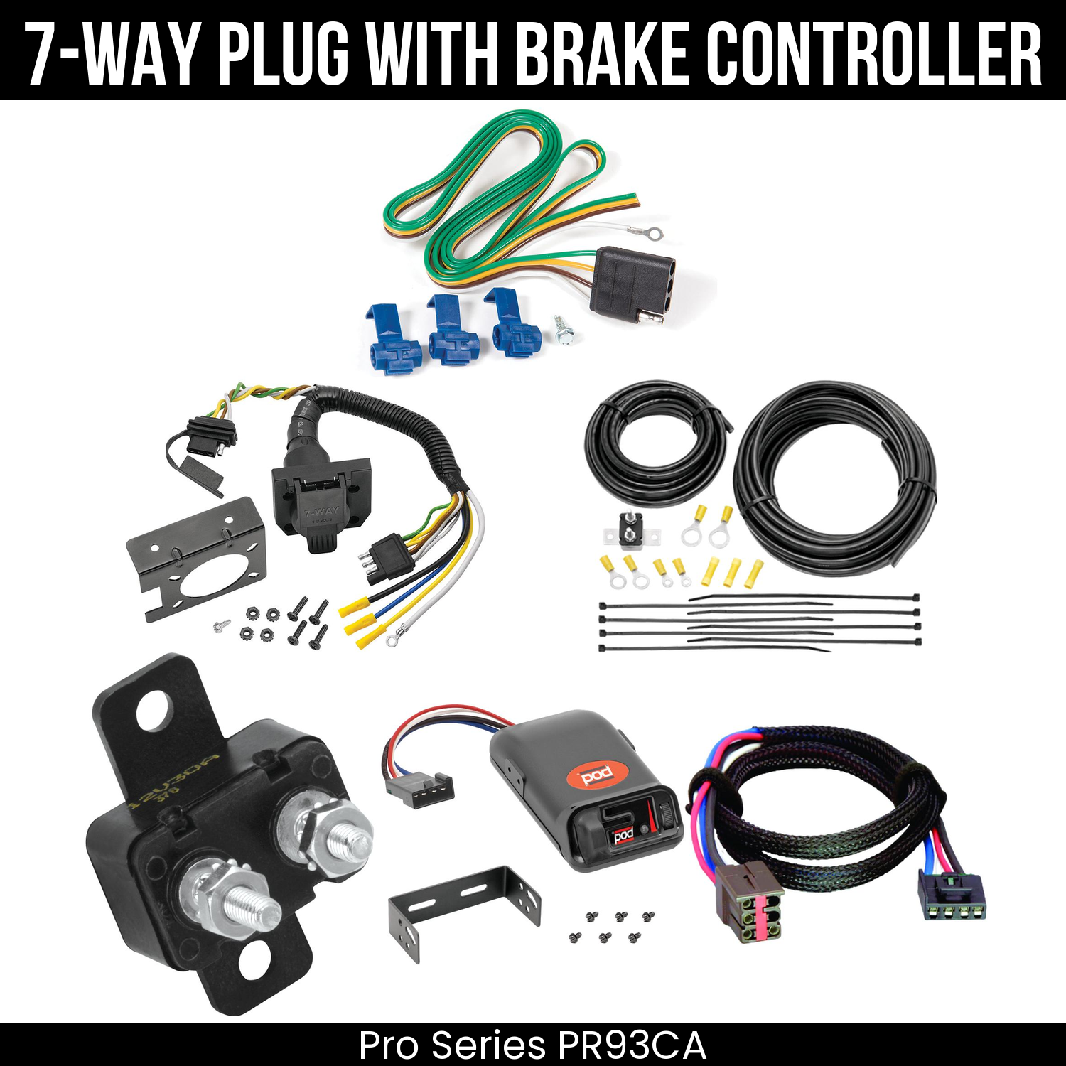 Trailer Wiring 7-Way Plug w/ Bracket , Pro Series POD Brake Control