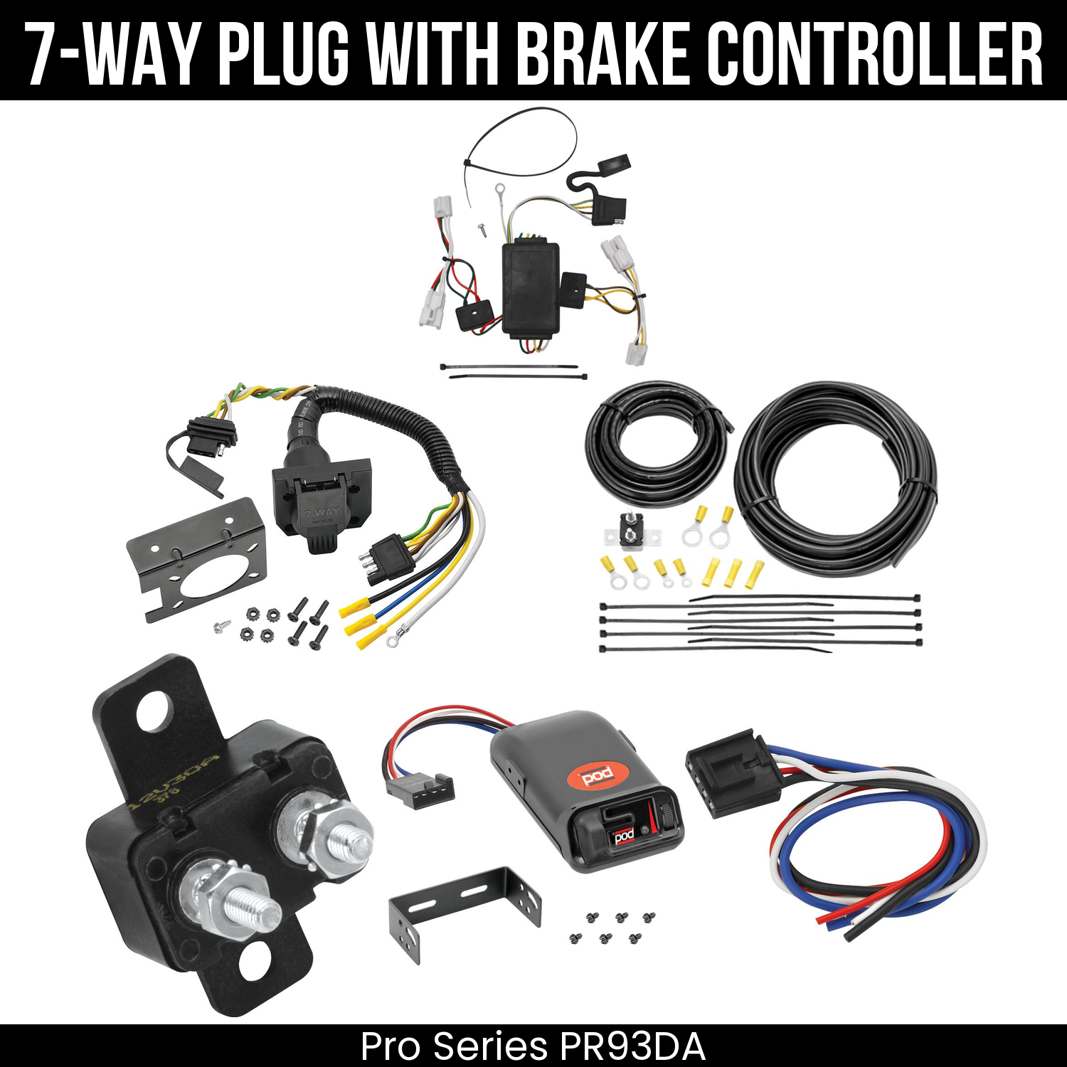 Trailer Wiring 7-Way Plug w/ Bracket , Pro Series POD Brake Control