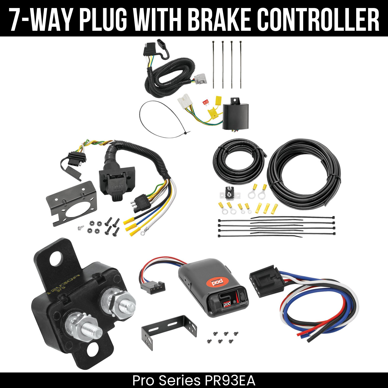 Trailer Wiring 7-Way Plug w/ Bracket , Pro Series POD Brake Control