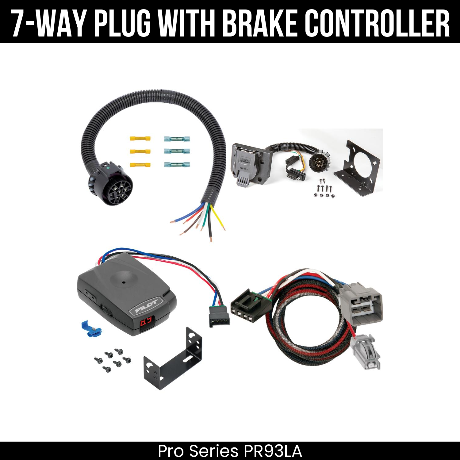 Trailer Wiring 7-Way Plug w/ Bracket , Pro Series Pilot Brake Control
