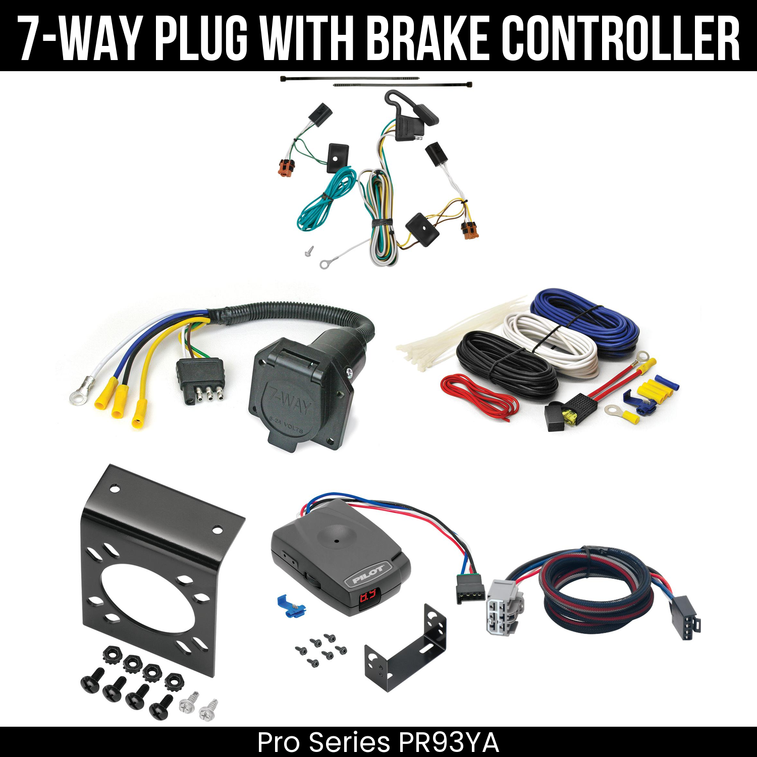 Trailer Wiring 7-Way Economy Plug w/ Bracket , Pro Series Pilot Brake Control