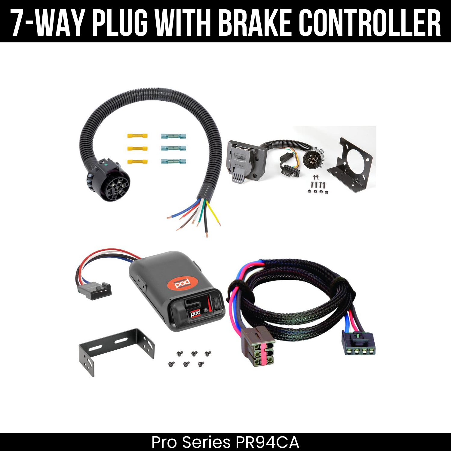 Trailer Wiring 7-Way Plug w/ Bracket , Pro Series POD Brake Control