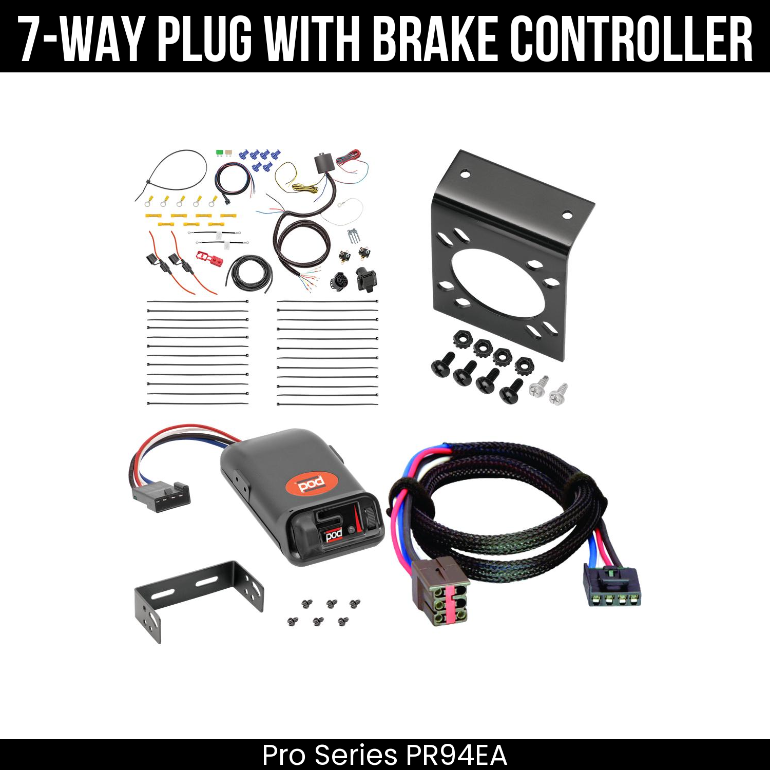 Trailer Wiring 7-Way Plug w/ Bracket , Pro Series POD Brake Control