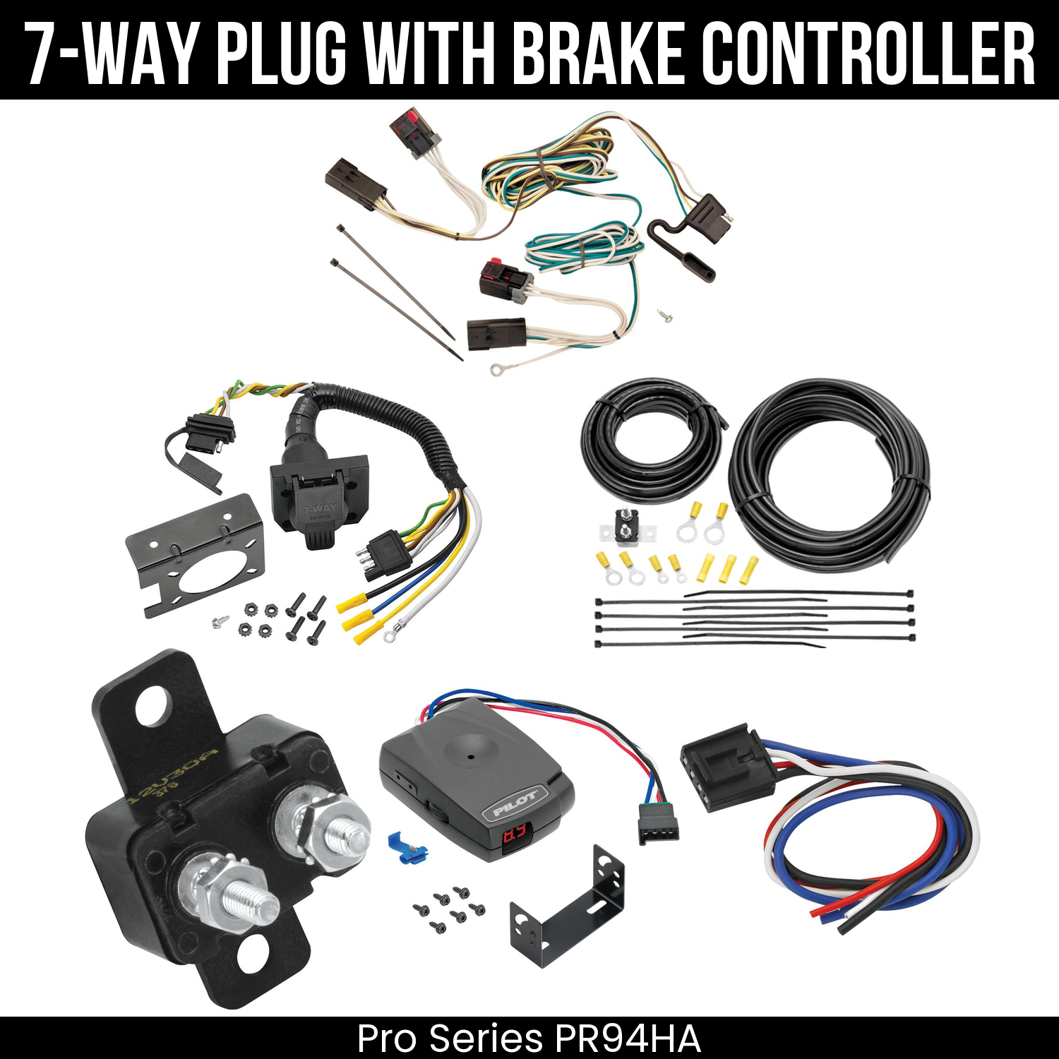 Trailer Wiring 7-Way Plug w/ Bracket , Pro Series Pilot Brake Control