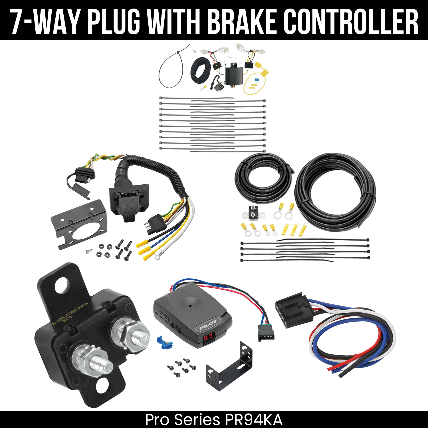 Trailer Wiring 7-Way Plug w/ Bracket , Pro Series Pilot Brake Control