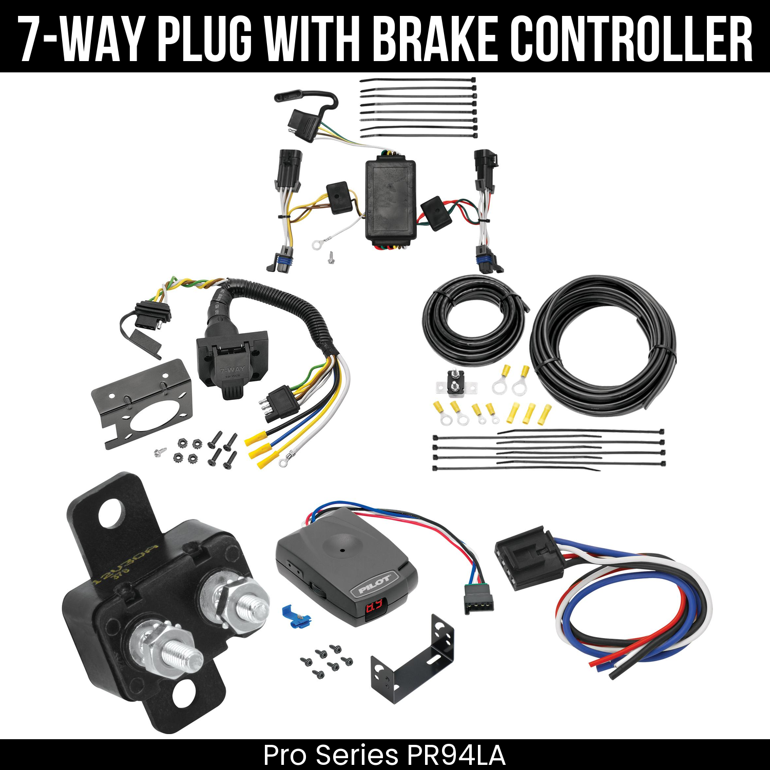 Trailer Wiring 7-Way Plug w/ Bracket , Pro Series Pilot Brake Control