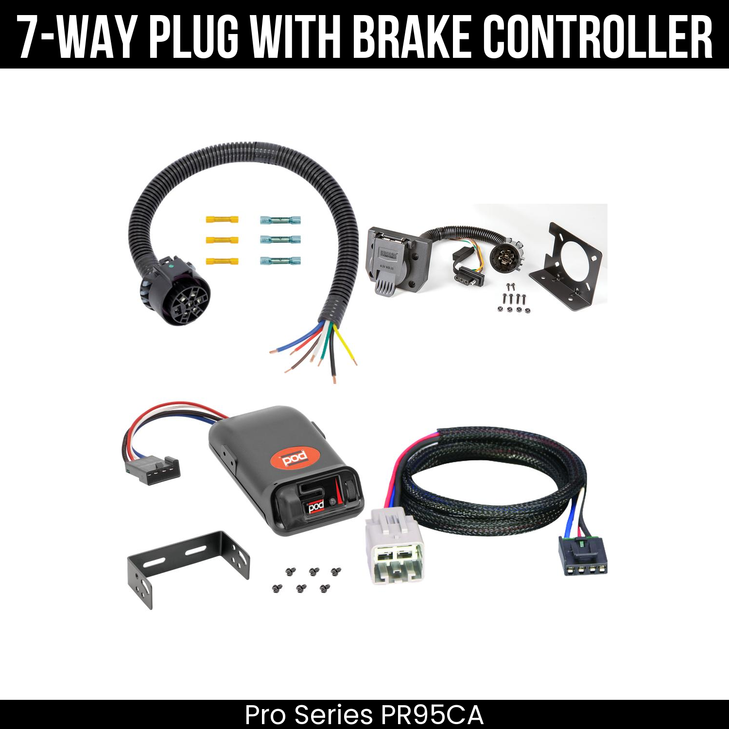 Trailer Wiring 7-Way Plug w/ Bracket , Pro Series POD Brake Control