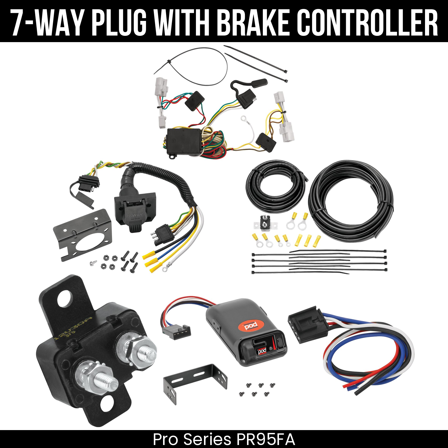 Trailer Wiring 7-Way Plug w/ Bracket , Pro Series POD Brake Control