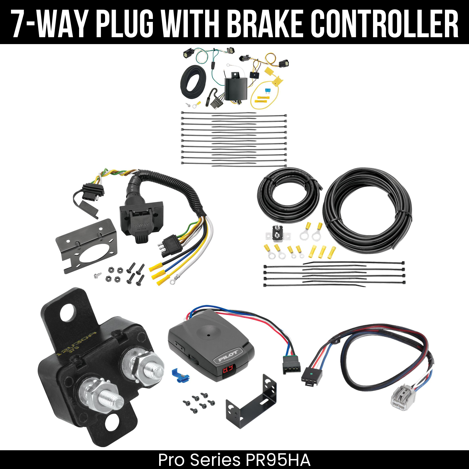 Trailer Wiring 7-Way Plug w/ Bracket , Pro Series Pilot Brake Control