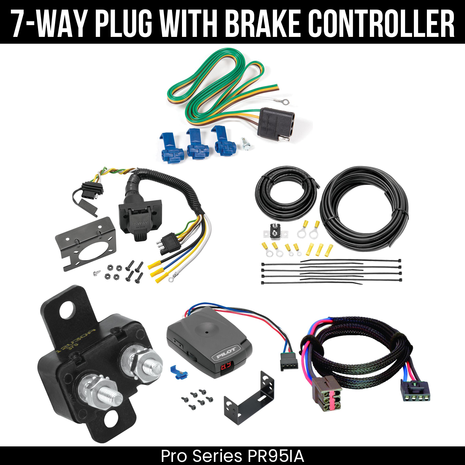 Trailer Wiring 7-Way Plug w/ Bracket , Pro Series Pilot Brake Control