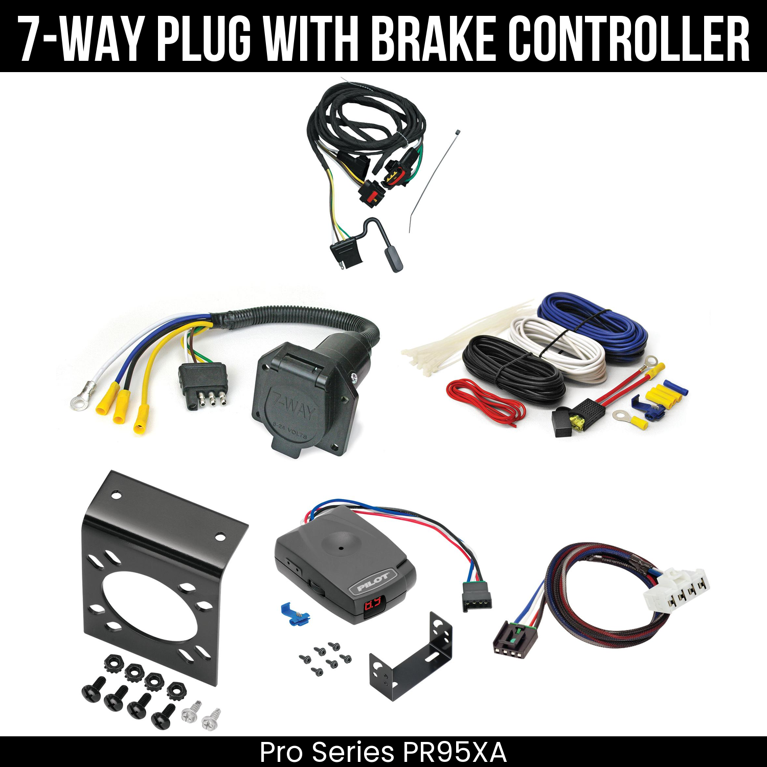 Trailer Wiring 7-Way Economy Plug w/ Bracket , Pro Series Pilot Brake Control