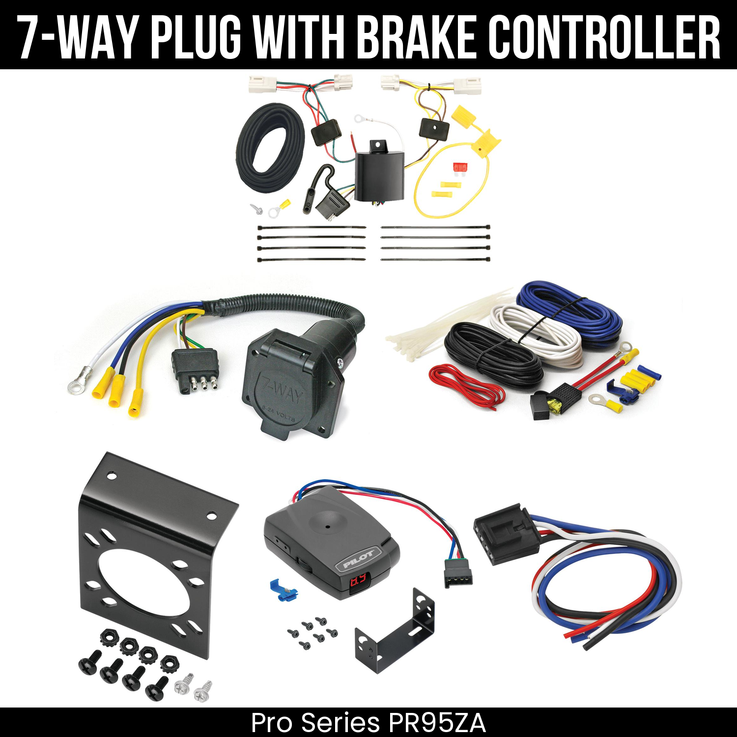 Trailer Wiring 7-Way Economy Plug w/ Bracket , Pro Series Pilot Brake Control